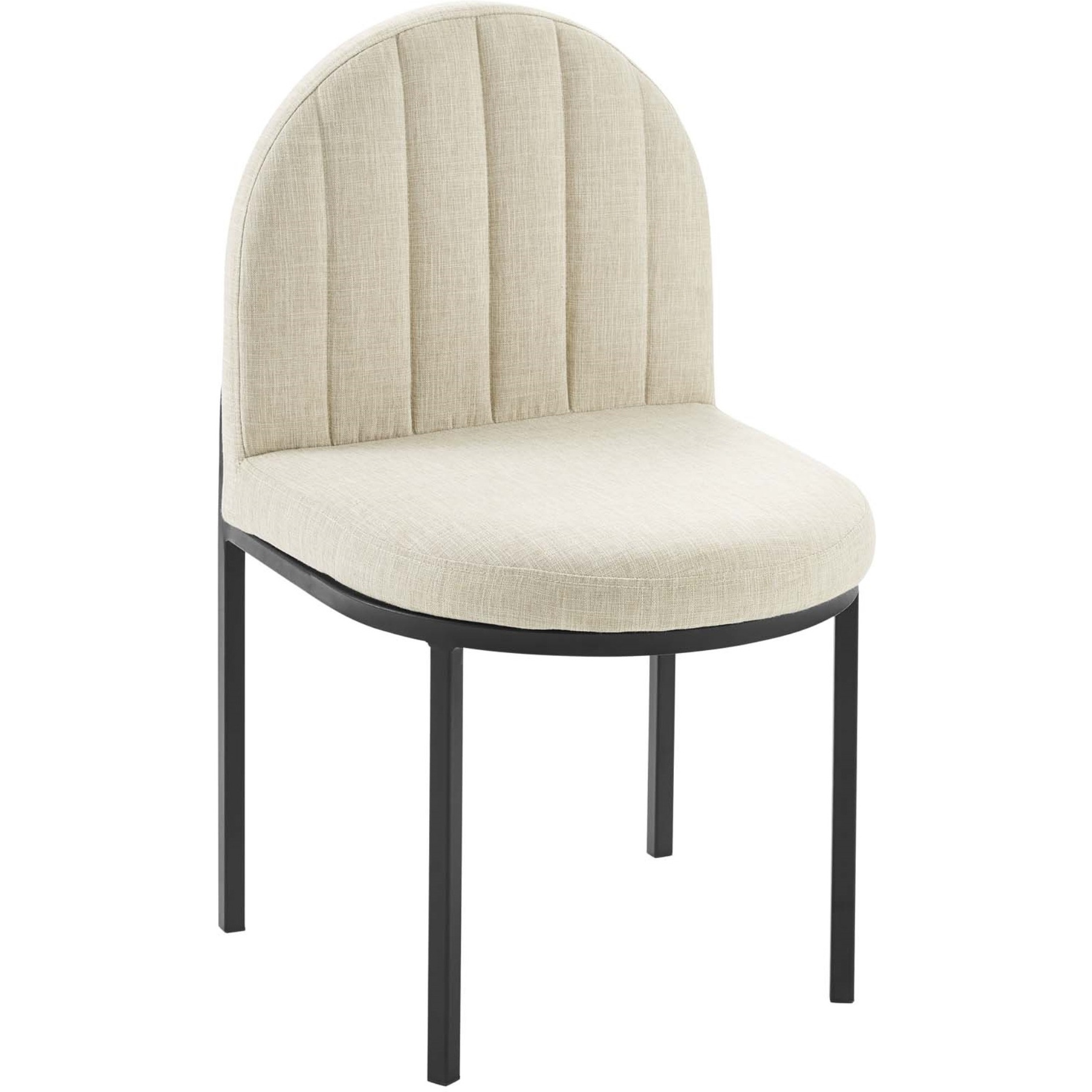 Isla Dining Side Chair Upholstered Fabric Set of 2 Black Beige