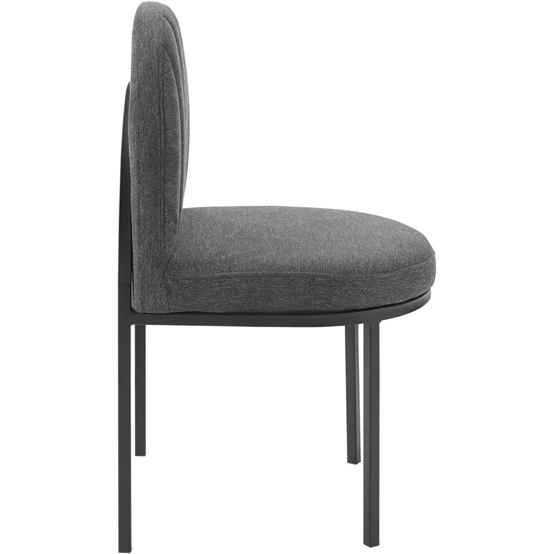 Isla Dining Side Chair Upholstered Fabric Set of 2 Black Charcoal
