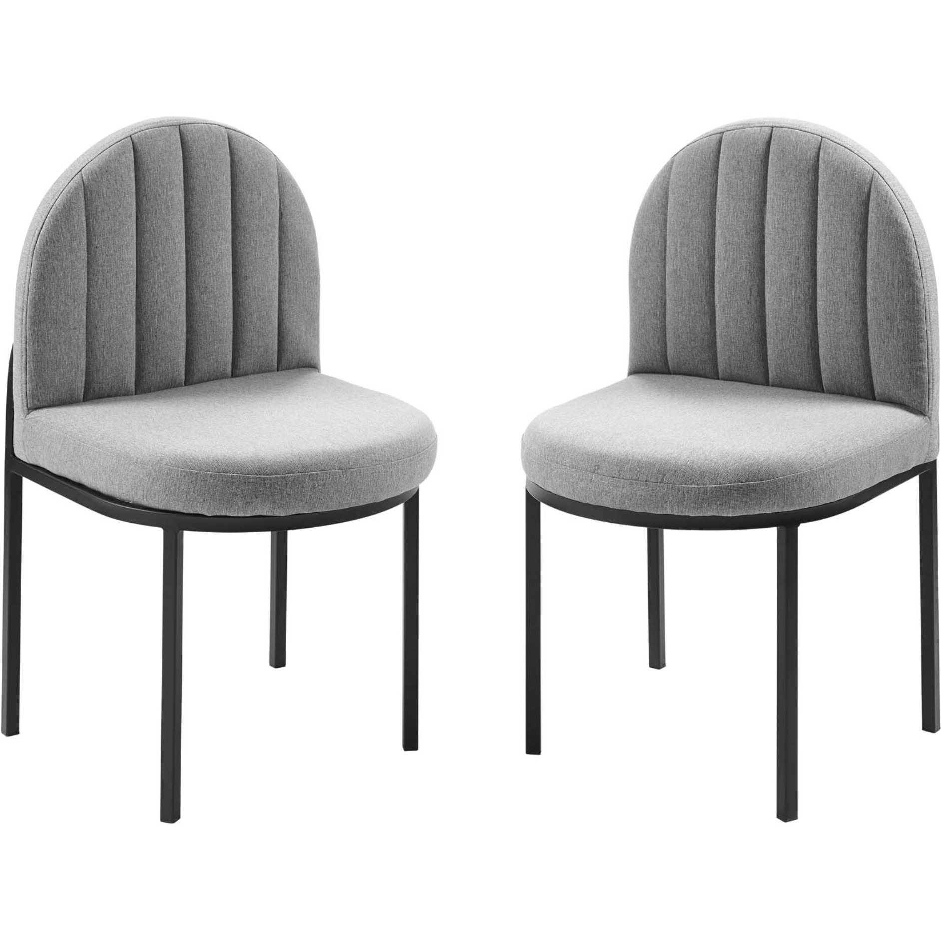 Isla Dining Side Chair Upholstered Fabric Set of 2 Black Light Gray