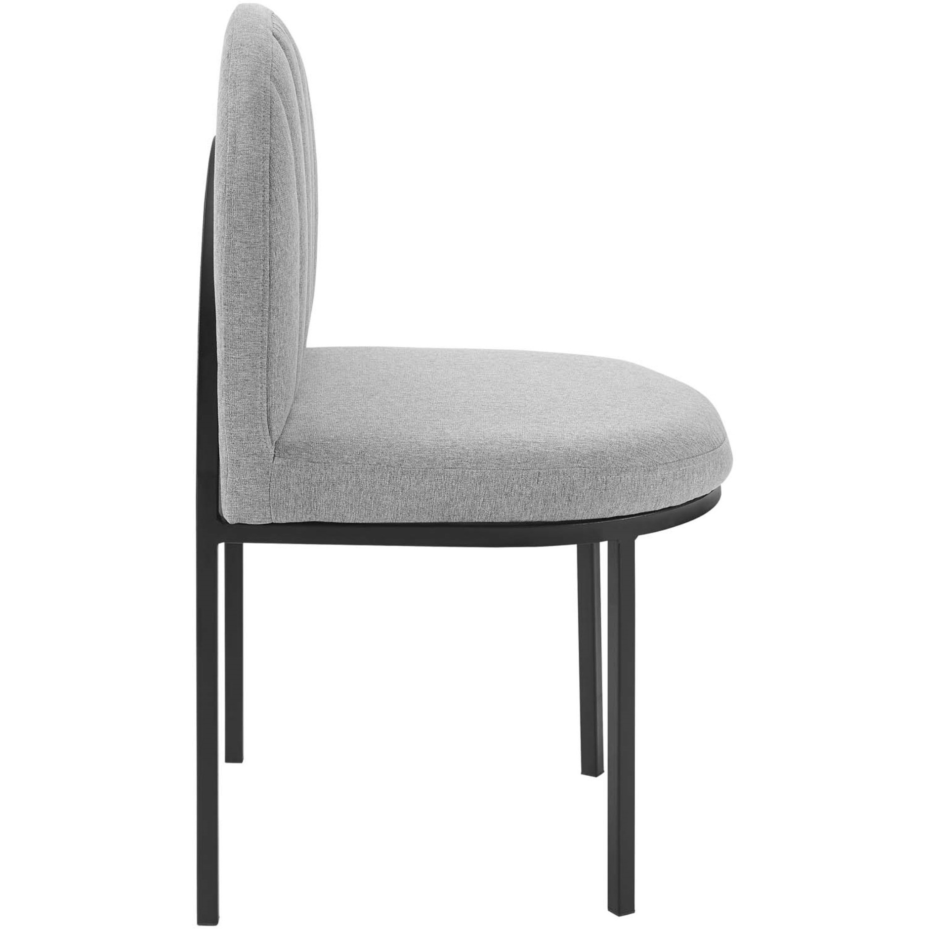 Isla Dining Side Chair Upholstered Fabric Set of 2 Black Light Gray