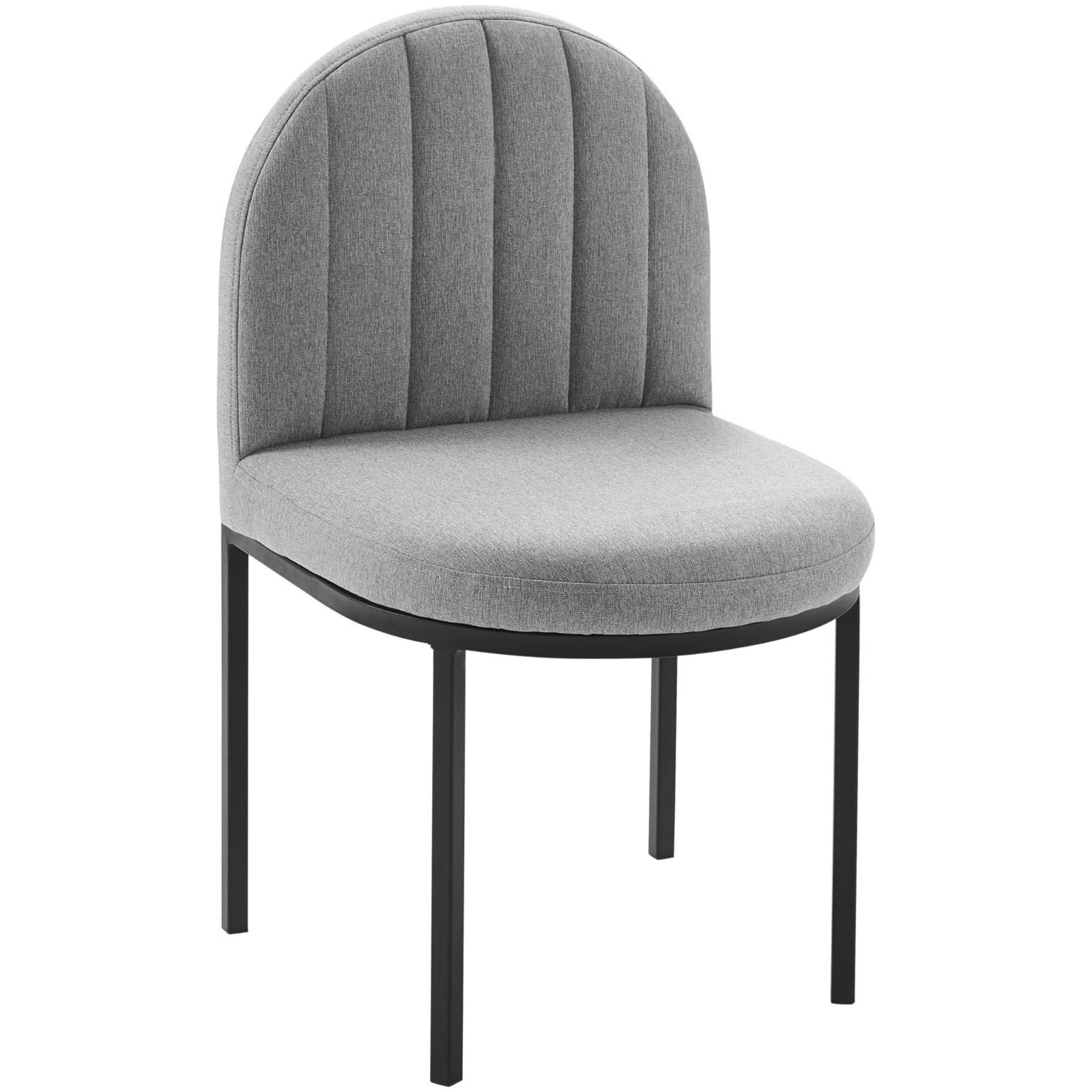 Isla Dining Side Chair Upholstered Fabric Set of 2 Black Light Gray