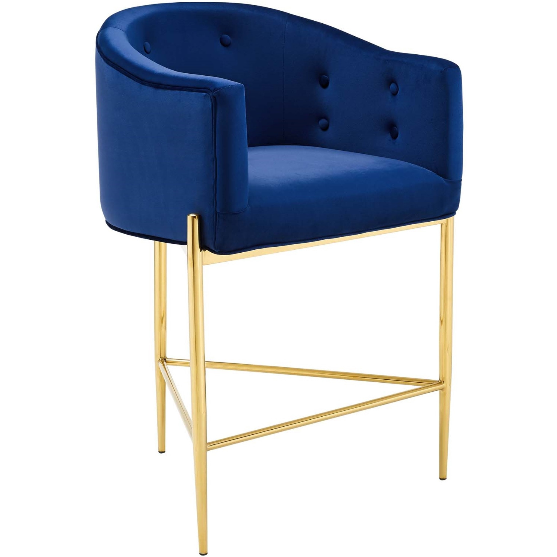 Savour Tufted Performance Velvet Counter Stool Set of 2 Navy