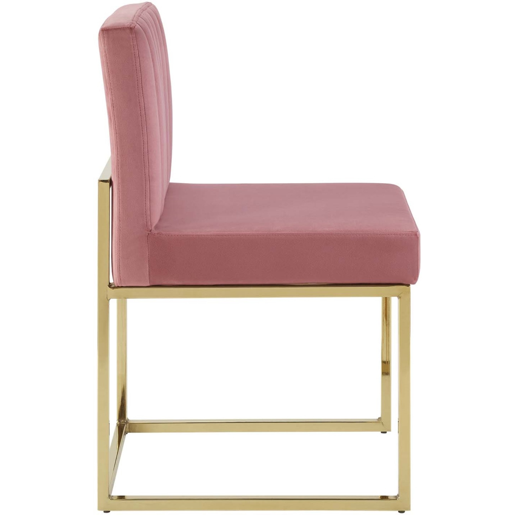 Carriage Dining Chair Performance Velvet Set of 2 Gold Dusty Rose
