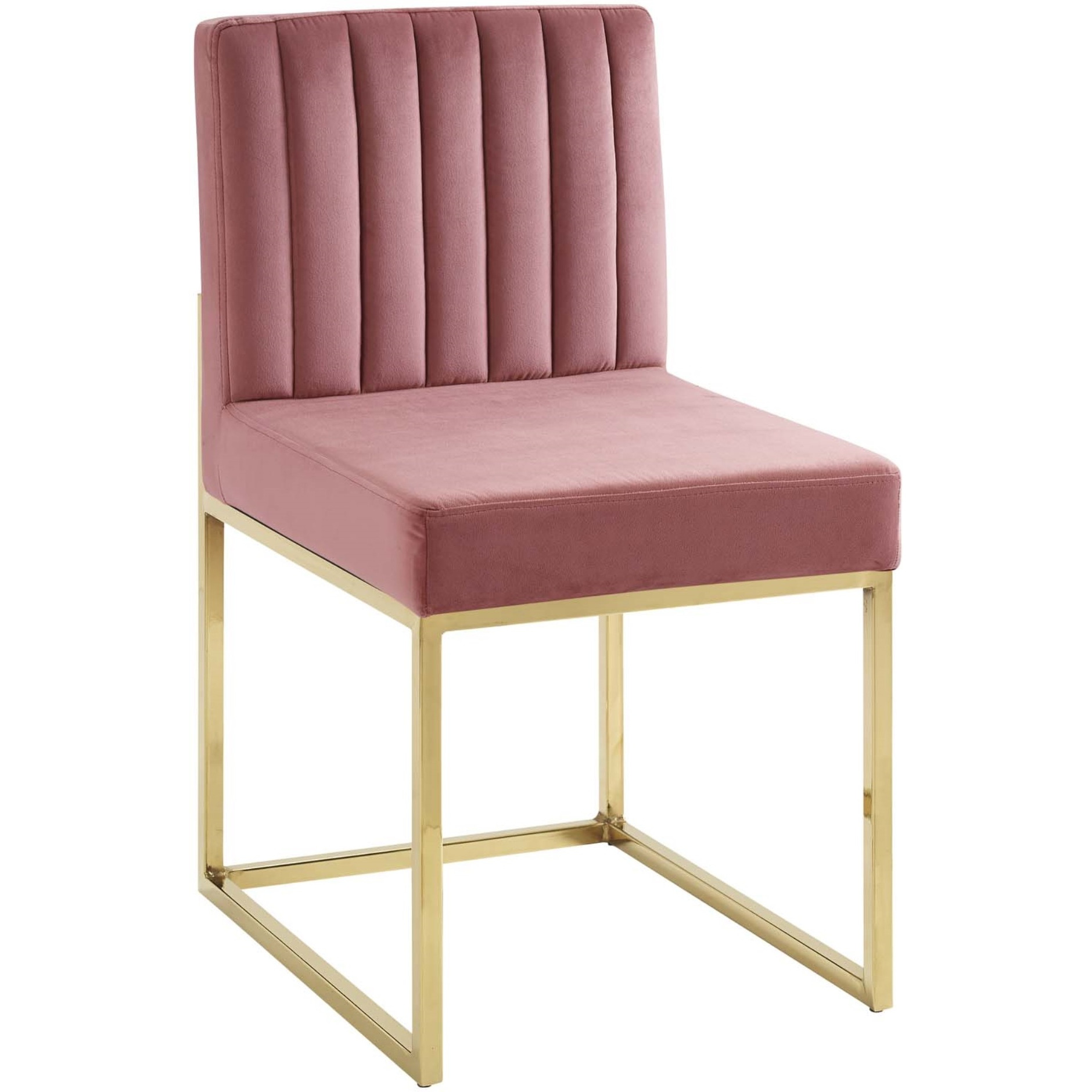 Carriage Dining Chair Performance Velvet Set of 2 Gold Dusty Rose