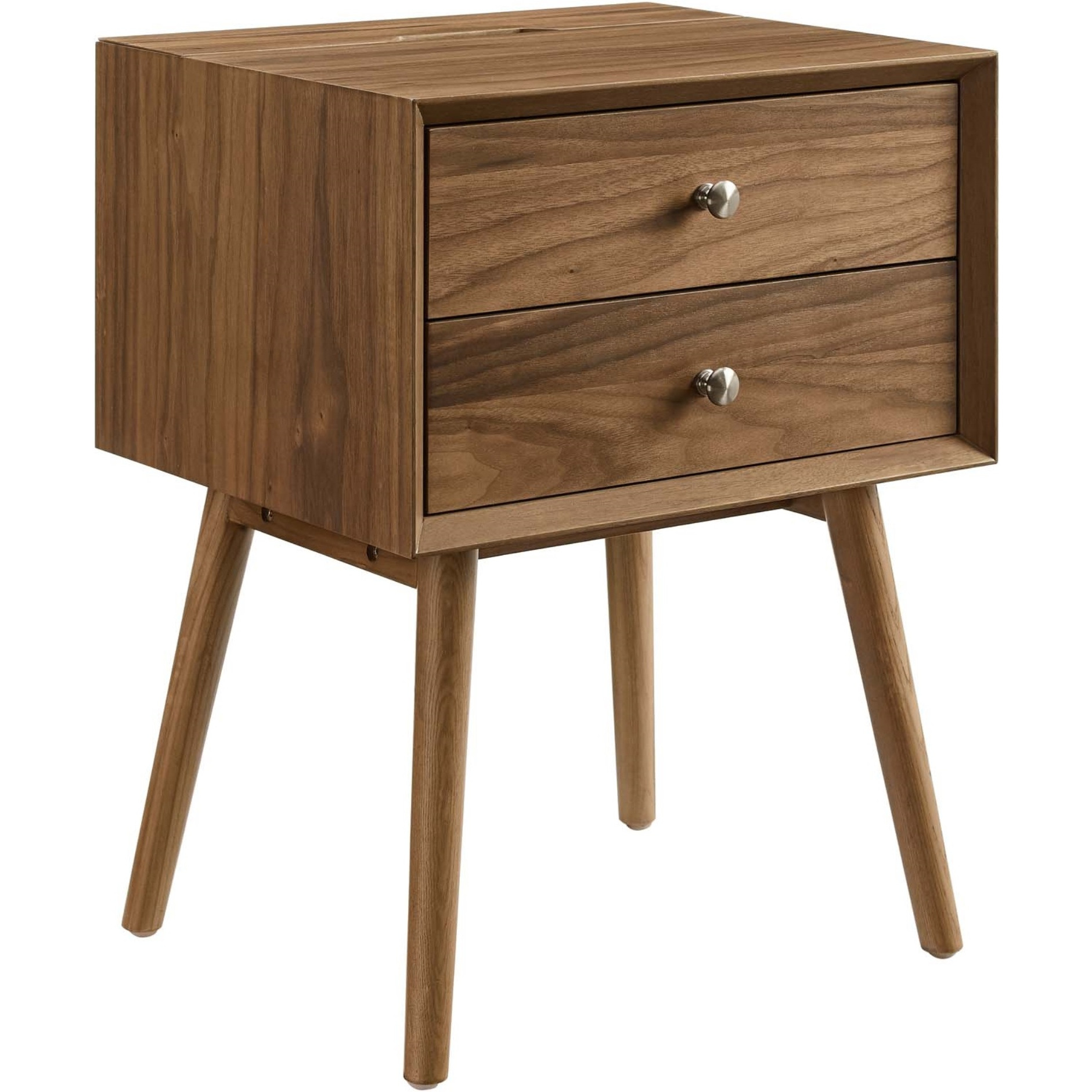 Ember Wood Nightstand With USB Ports Walnut Walnut