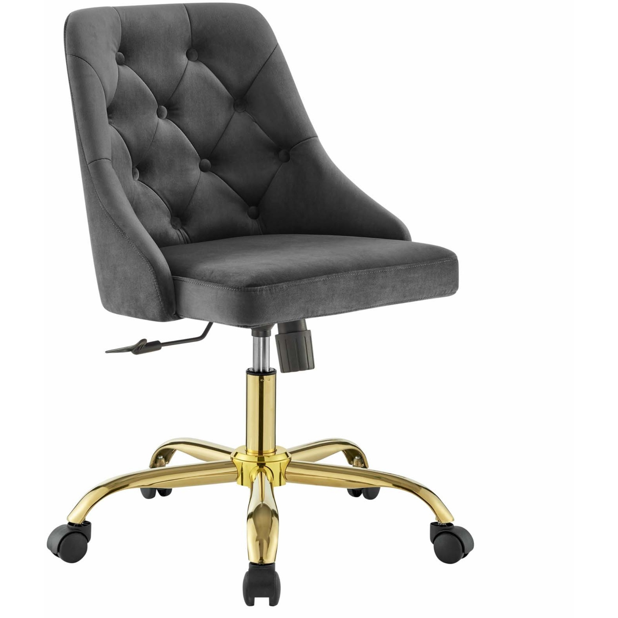 Distinct Tufted Swivel Performance Velvet Office Chair Gold Gray