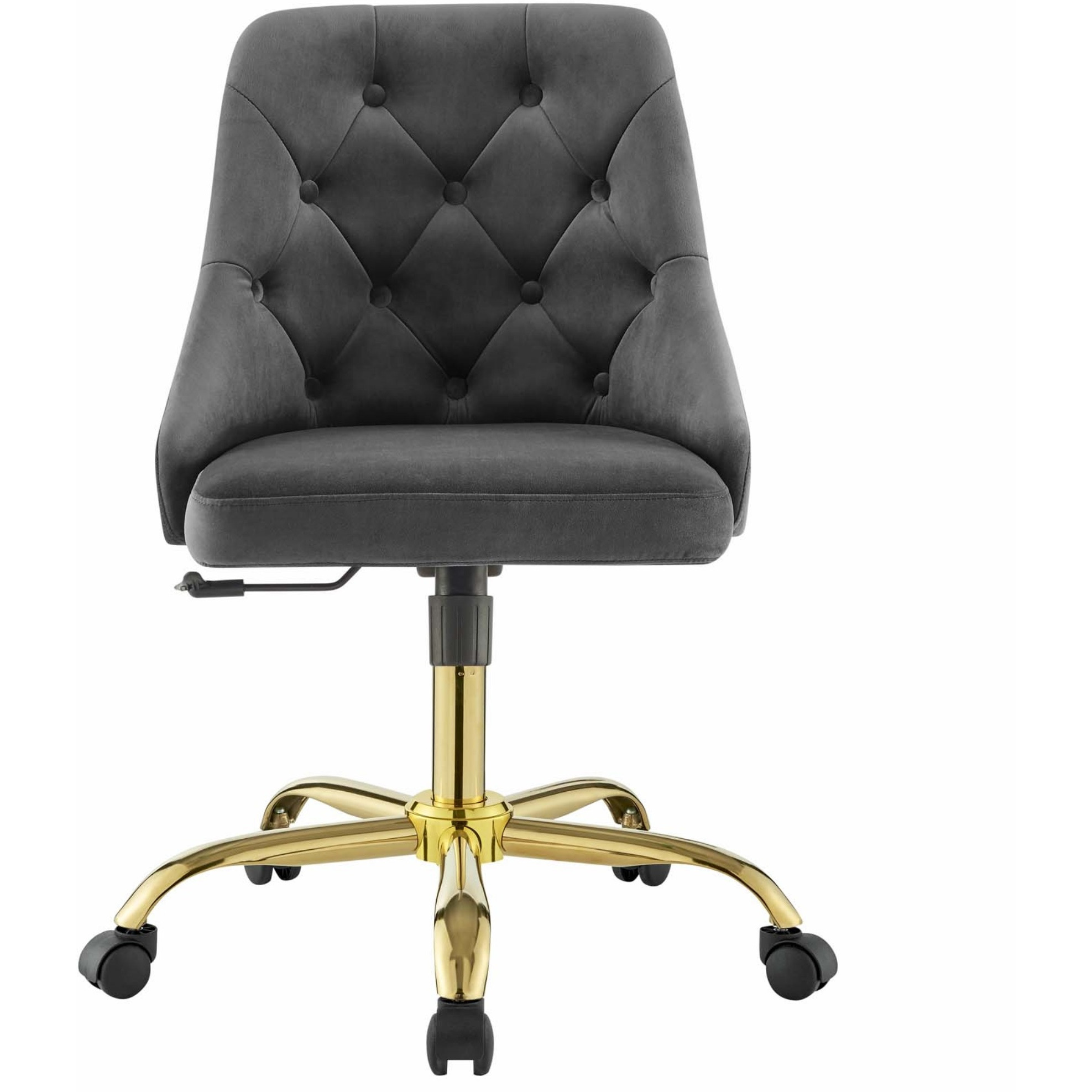 Distinct Tufted Swivel Performance Velvet Office Chair Gold Gray