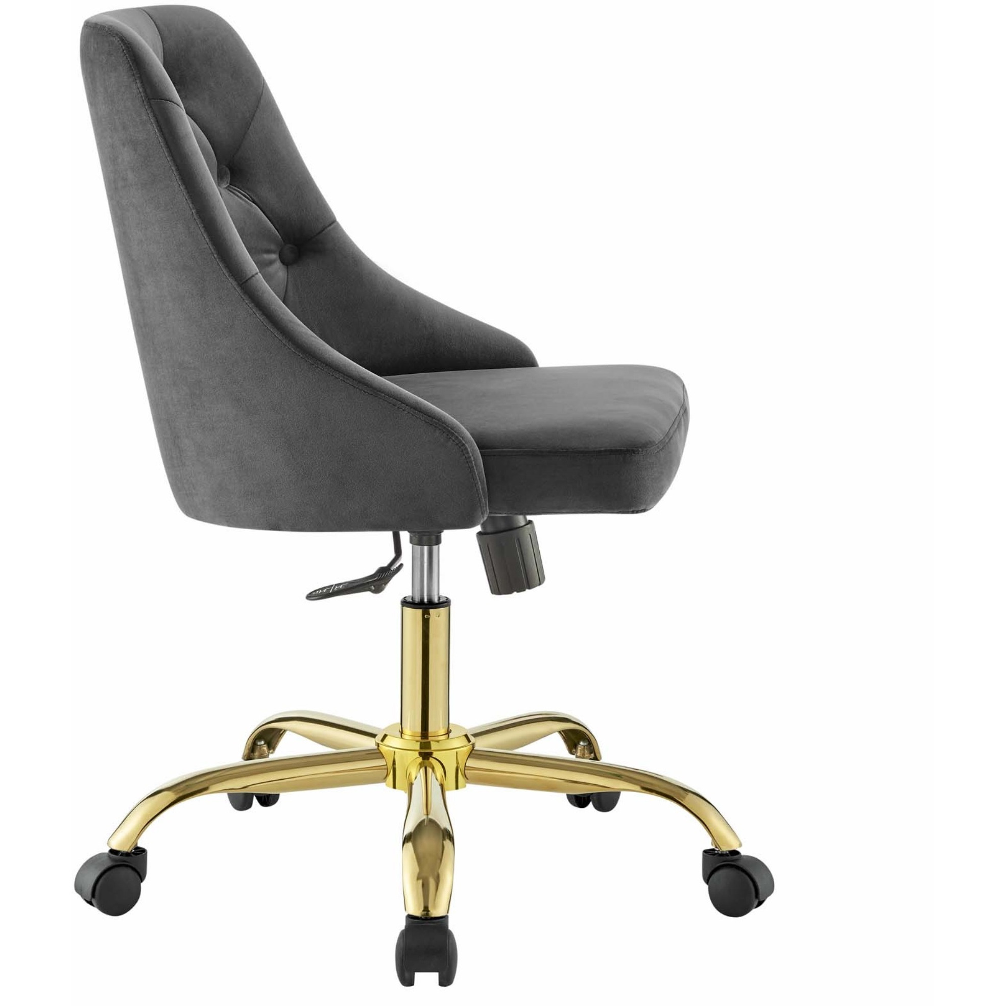 Distinct Tufted Swivel Performance Velvet Office Chair Gold Gray