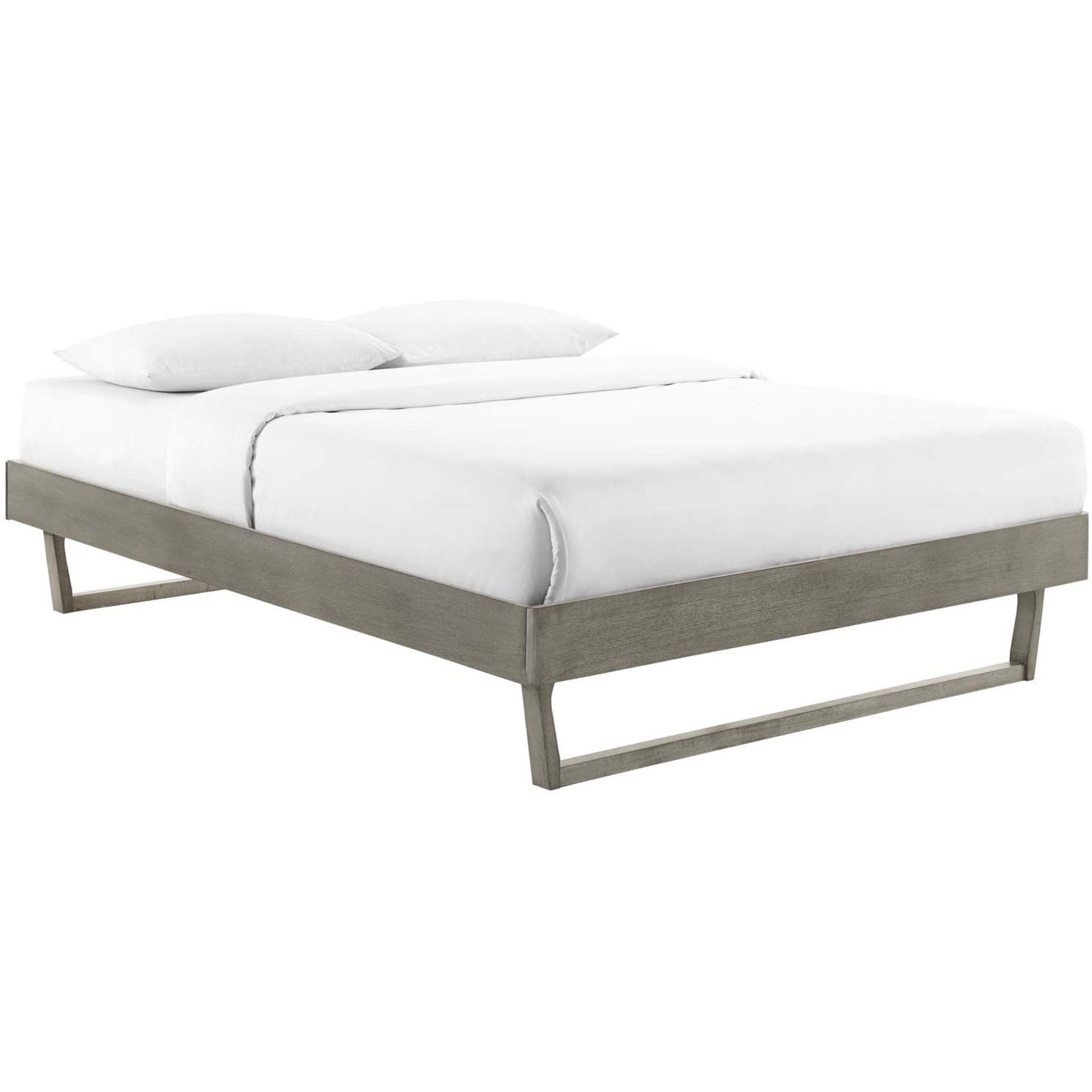 Billie King Wood Platform Bed Frame Gray