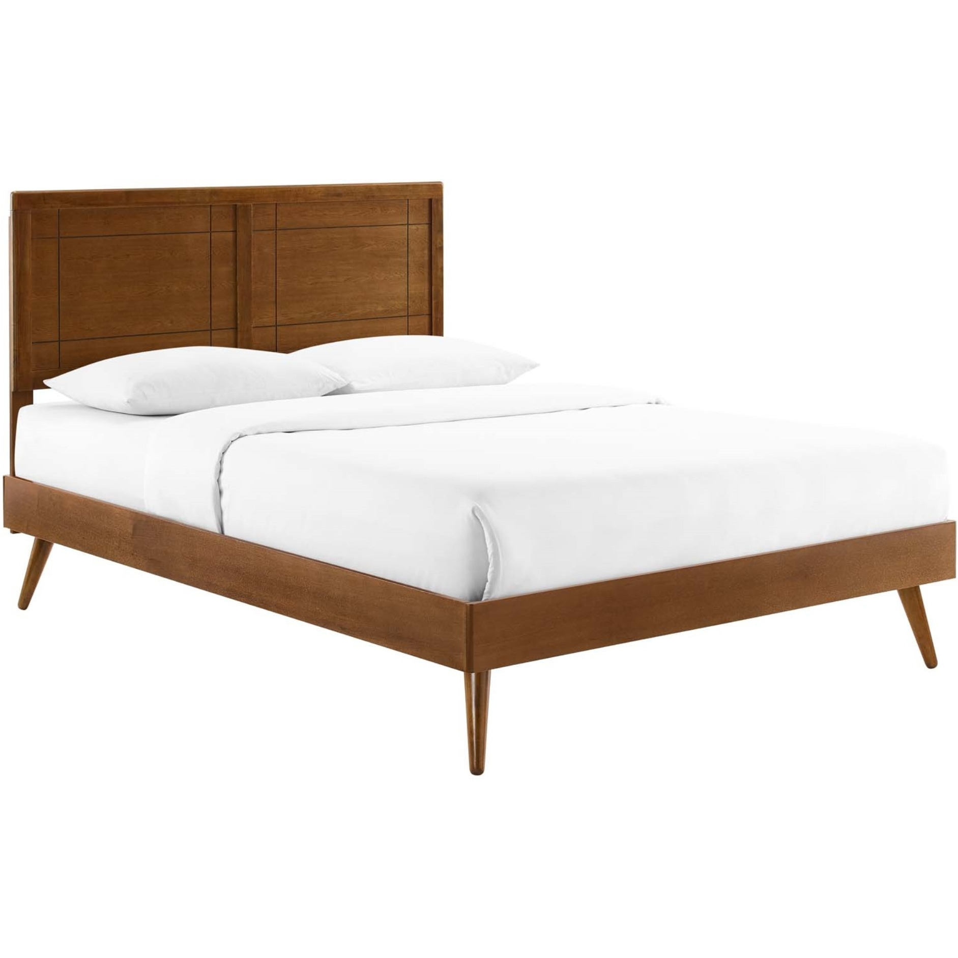 Marlee Queen Wood Platform Bed With Splayed Legs Walnut