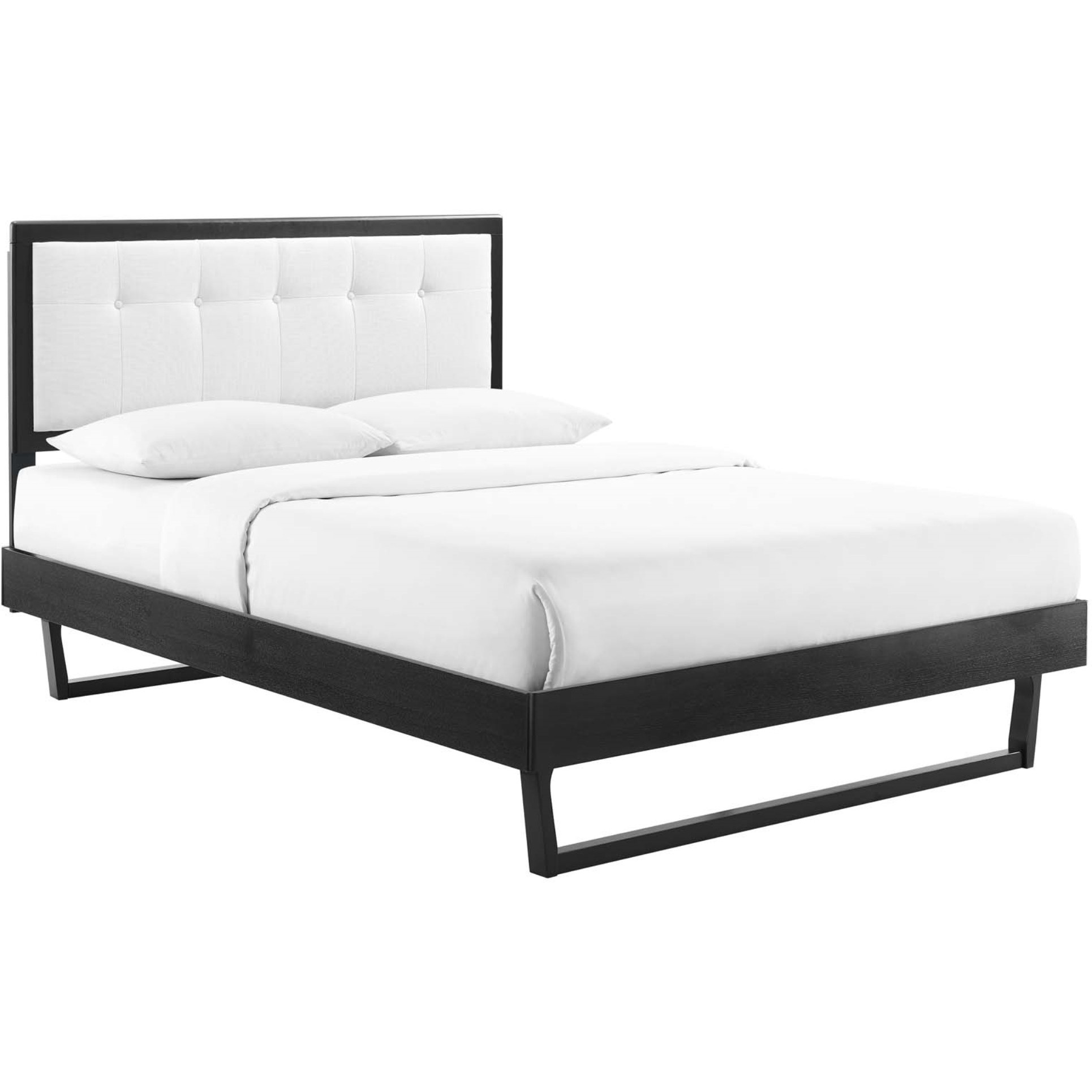 Willow Queen Wood Platform Bed With Angular Frame Black White