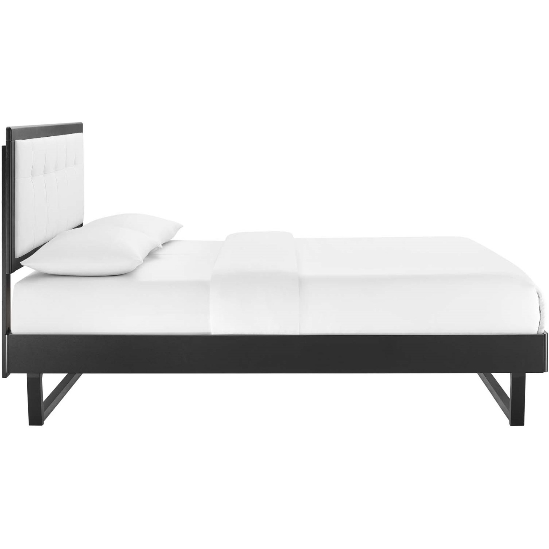 Willow Queen Wood Platform Bed With Angular Frame Black White