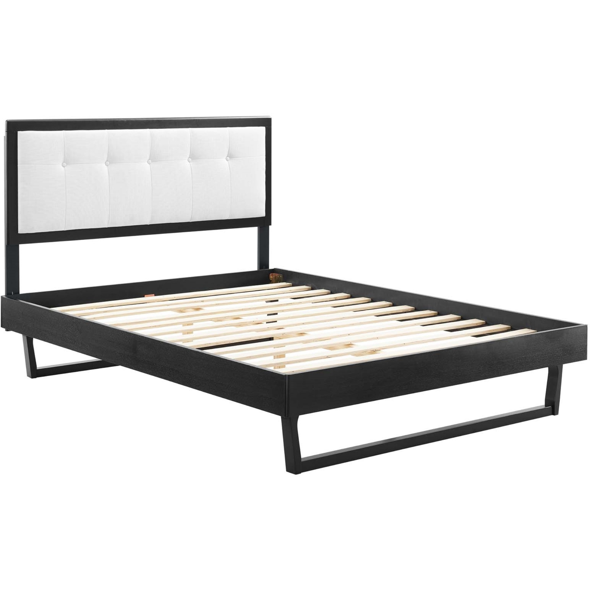 Willow Queen Wood Platform Bed With Angular Frame Black White