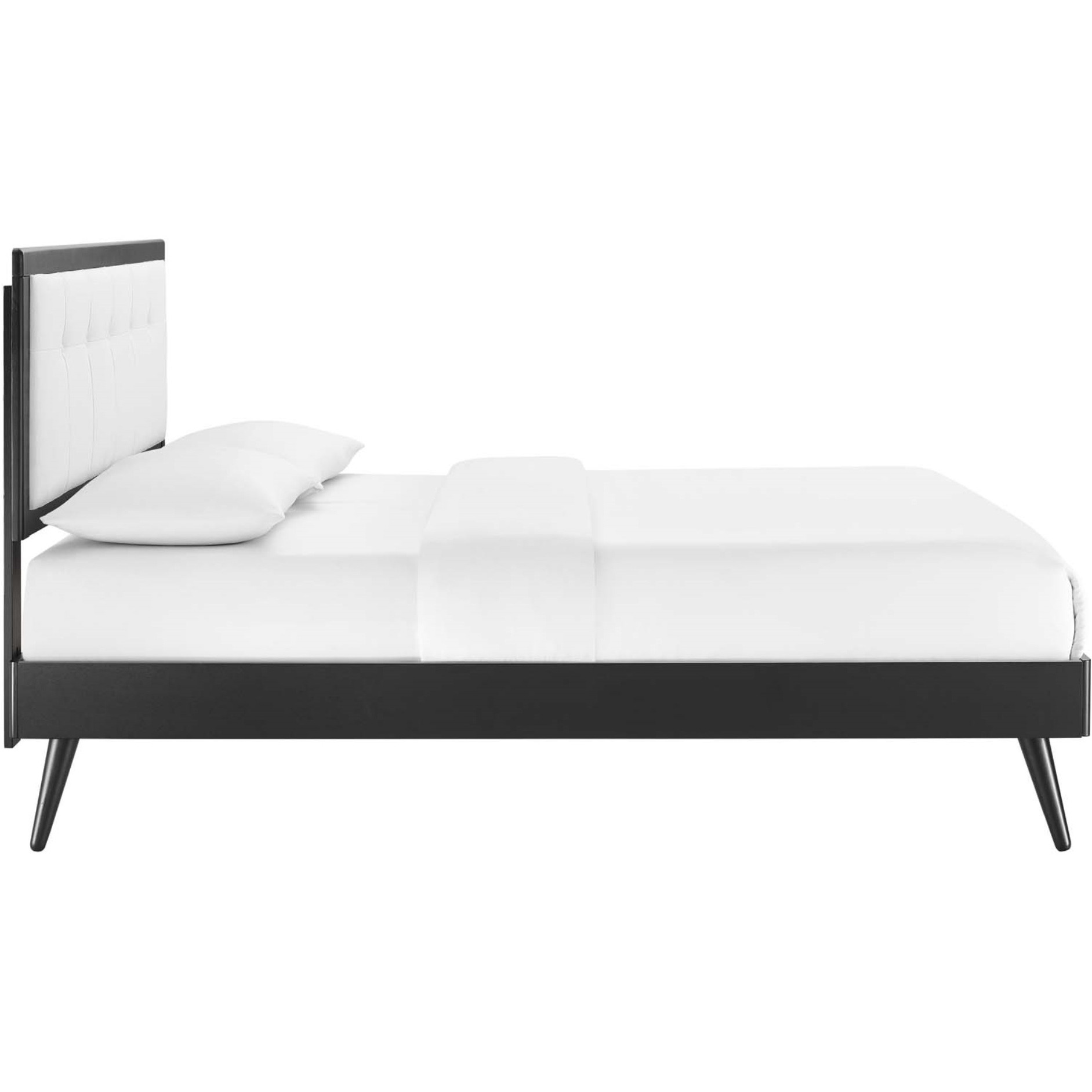 Willow Queen Wood Platform Bed With Splayed Legs Black White