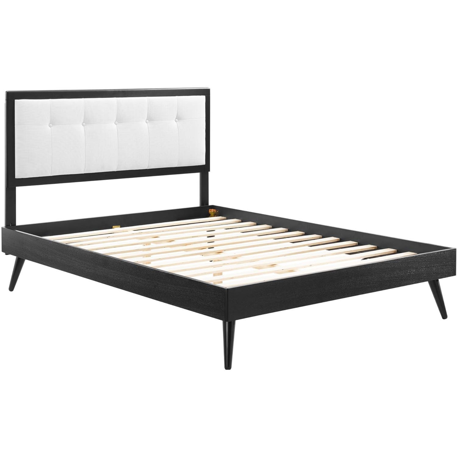 Willow Queen Wood Platform Bed With Splayed Legs Black White