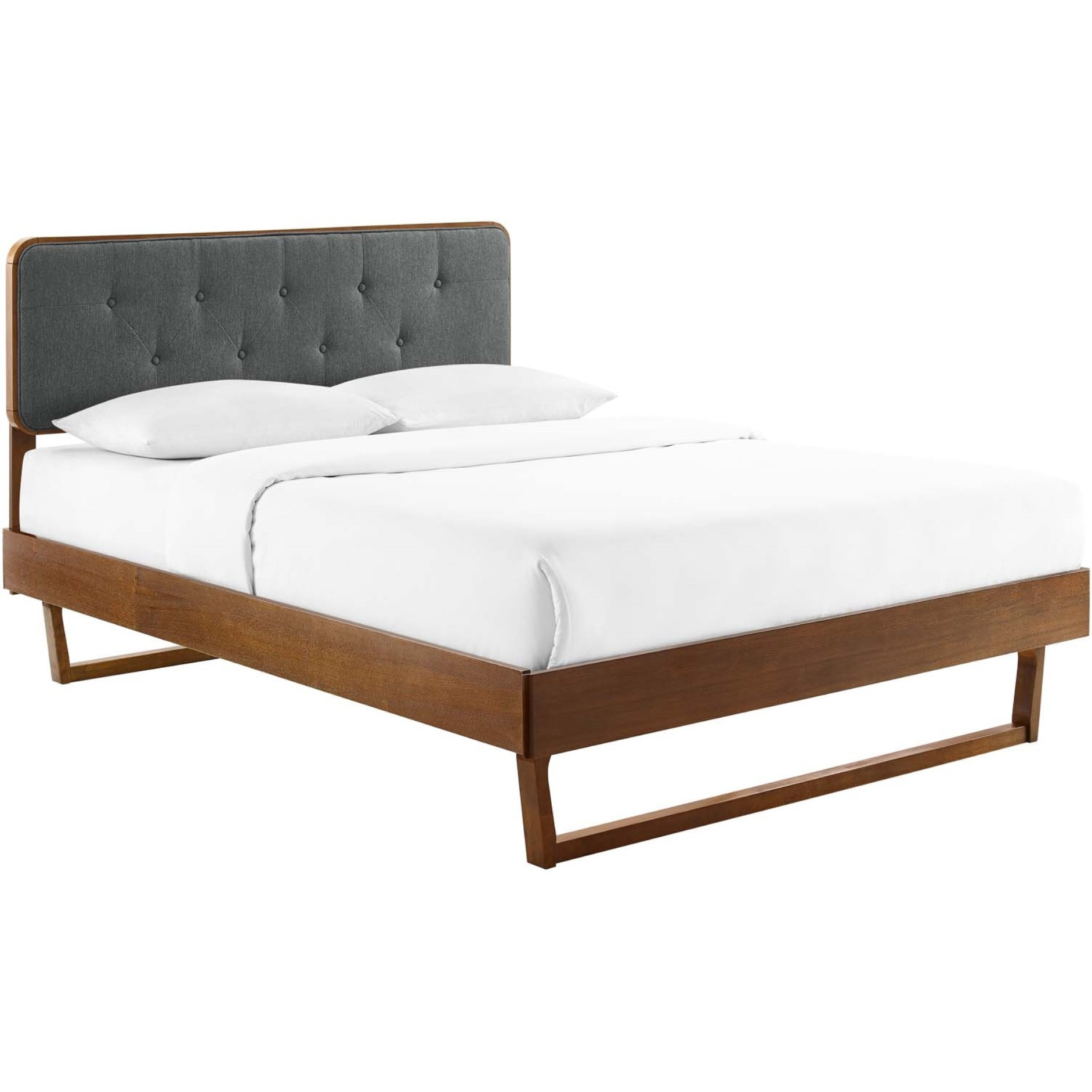 Bridgette Queen Wood Platform Bed With Angular Frame Walnut Charcoal