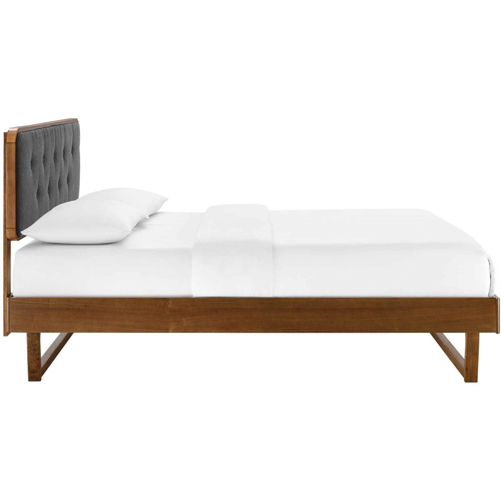Bridgette Queen Wood Platform Bed With Angular Frame Walnut Charcoal