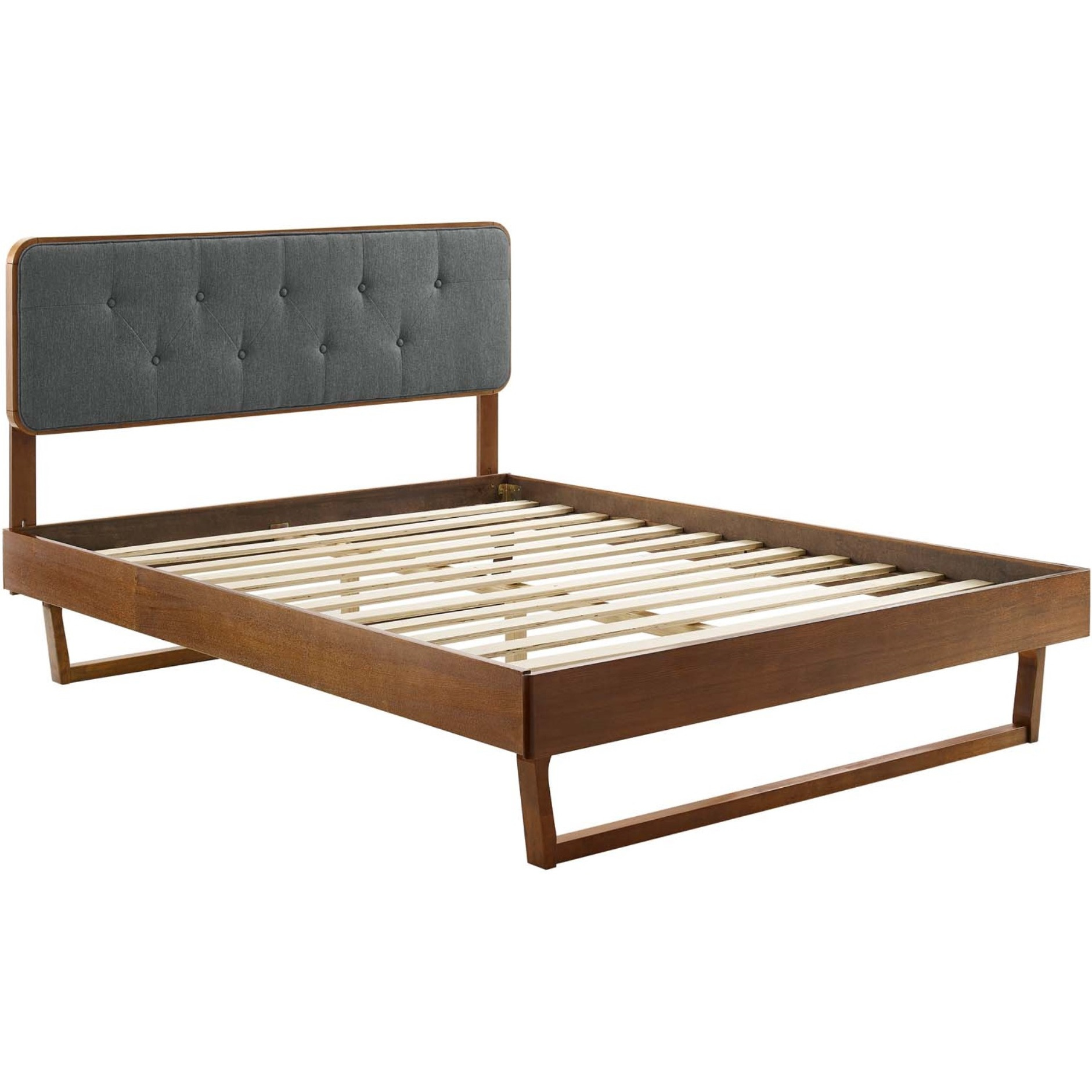 Bridgette Queen Wood Platform Bed With Angular Frame Walnut Charcoal