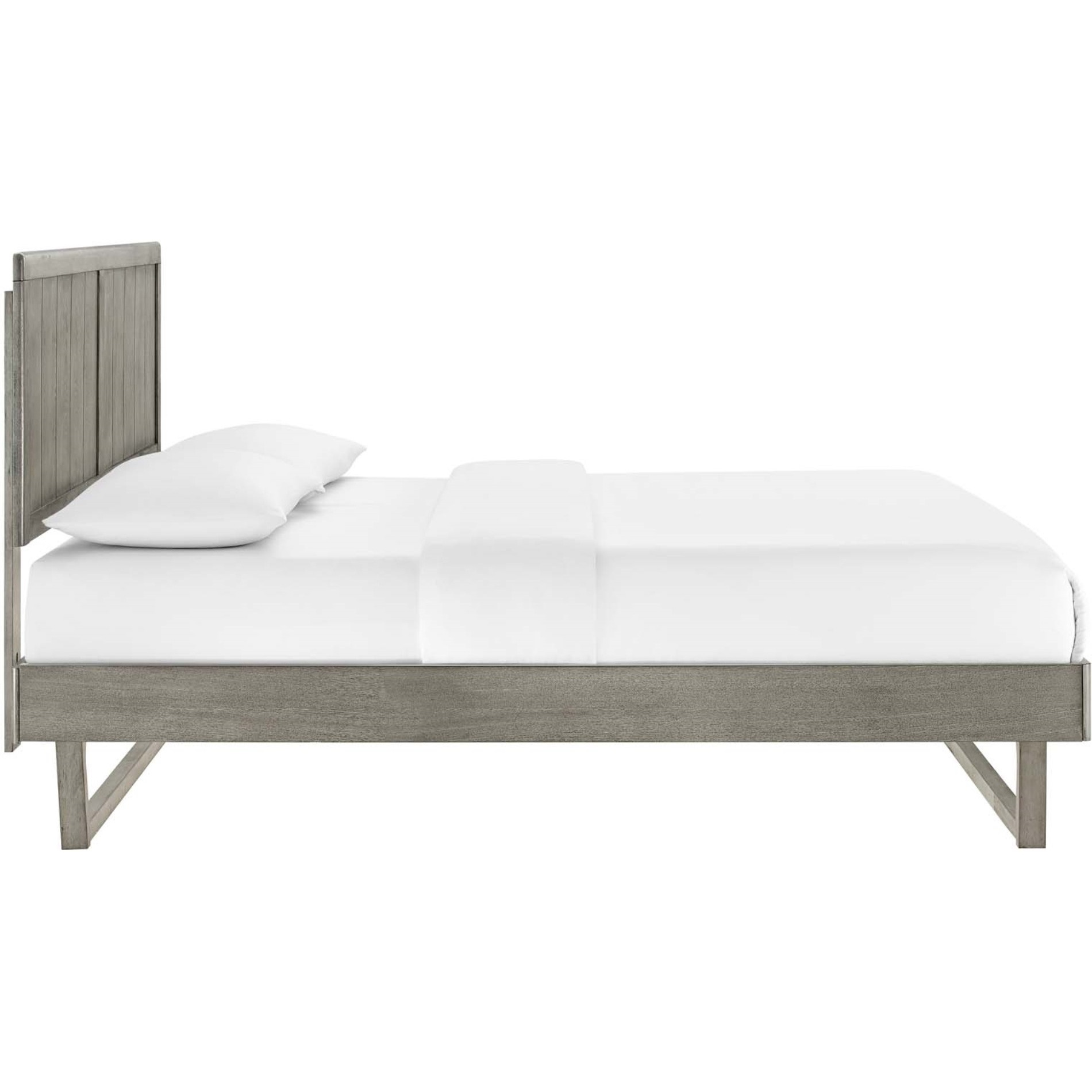 Alana King Wood Platform Bed With Angular Frame Gray