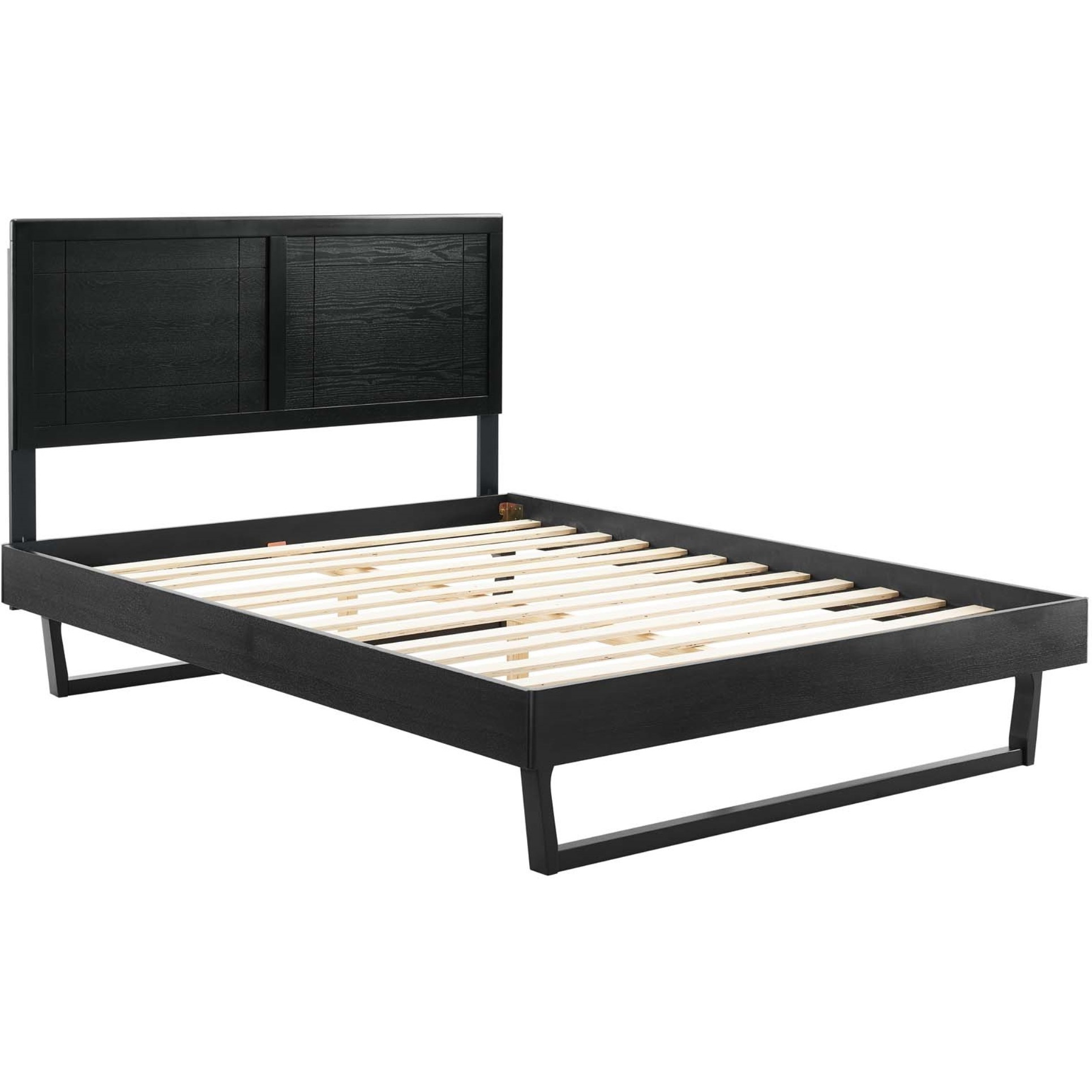 Marlee Full Wood Platform Bed With Angular Frame Black