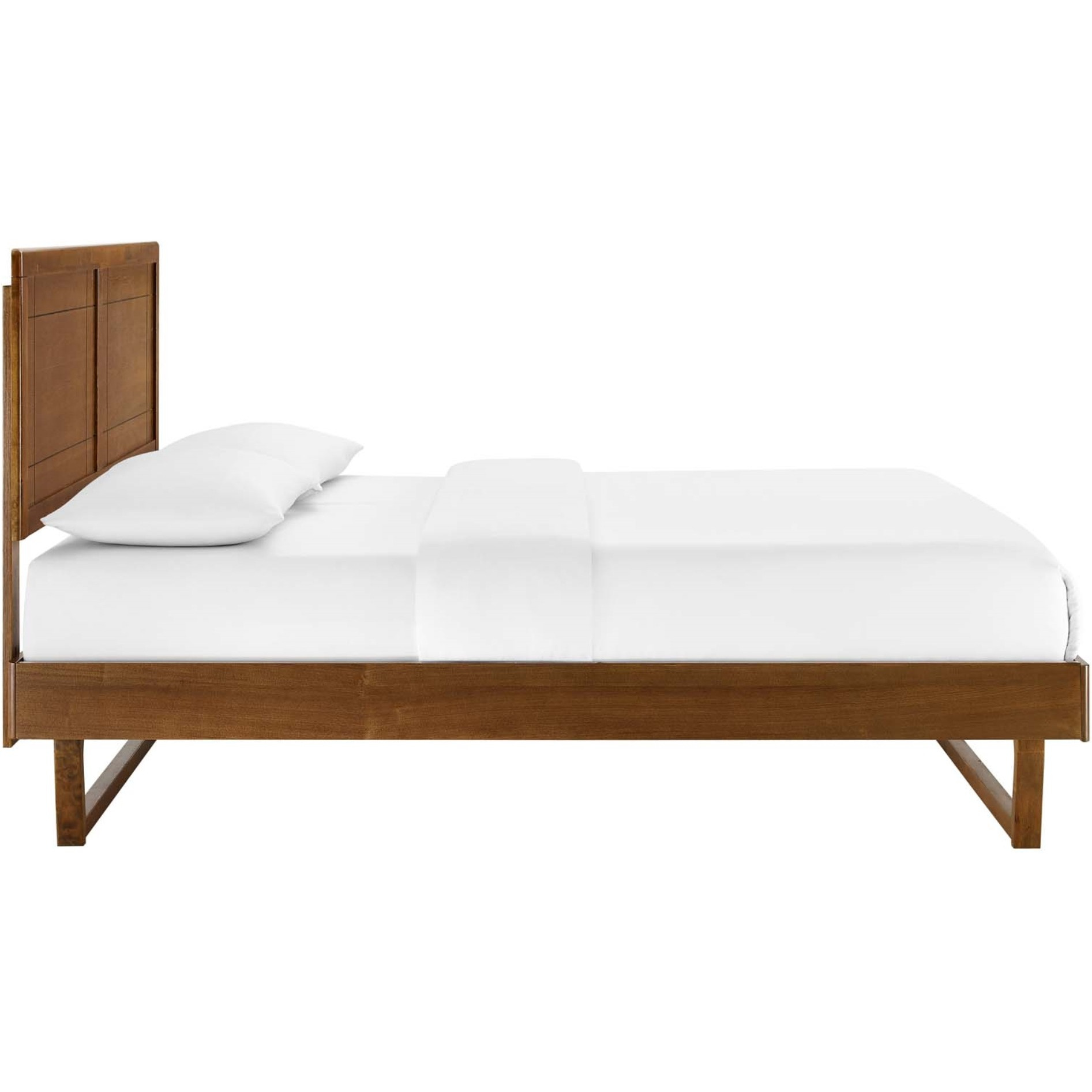 Marlee King Wood Platform Bed With Angular Frame Walnut