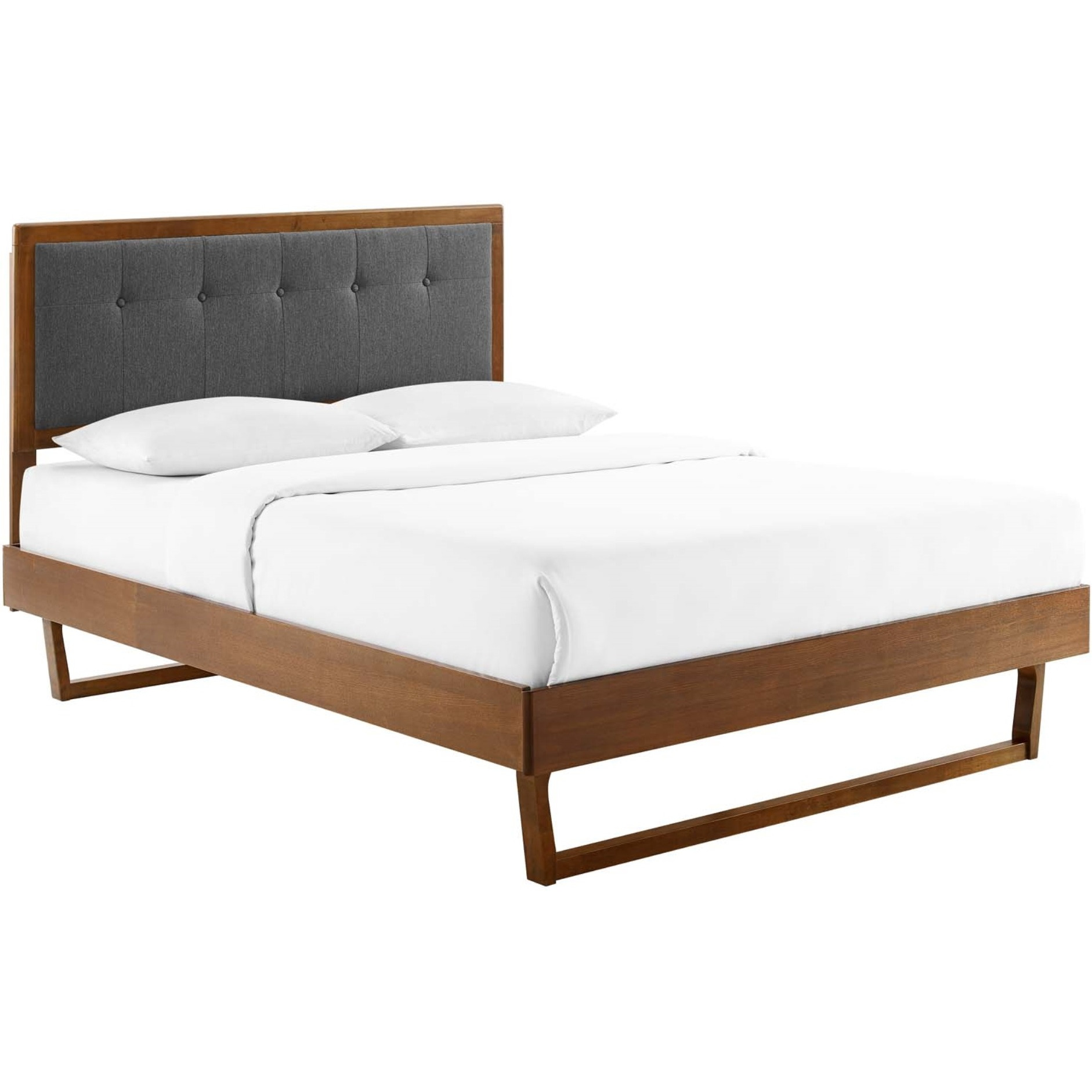 Willow Full Wood Platform Bed With Angular Frame Walnut Charcoal