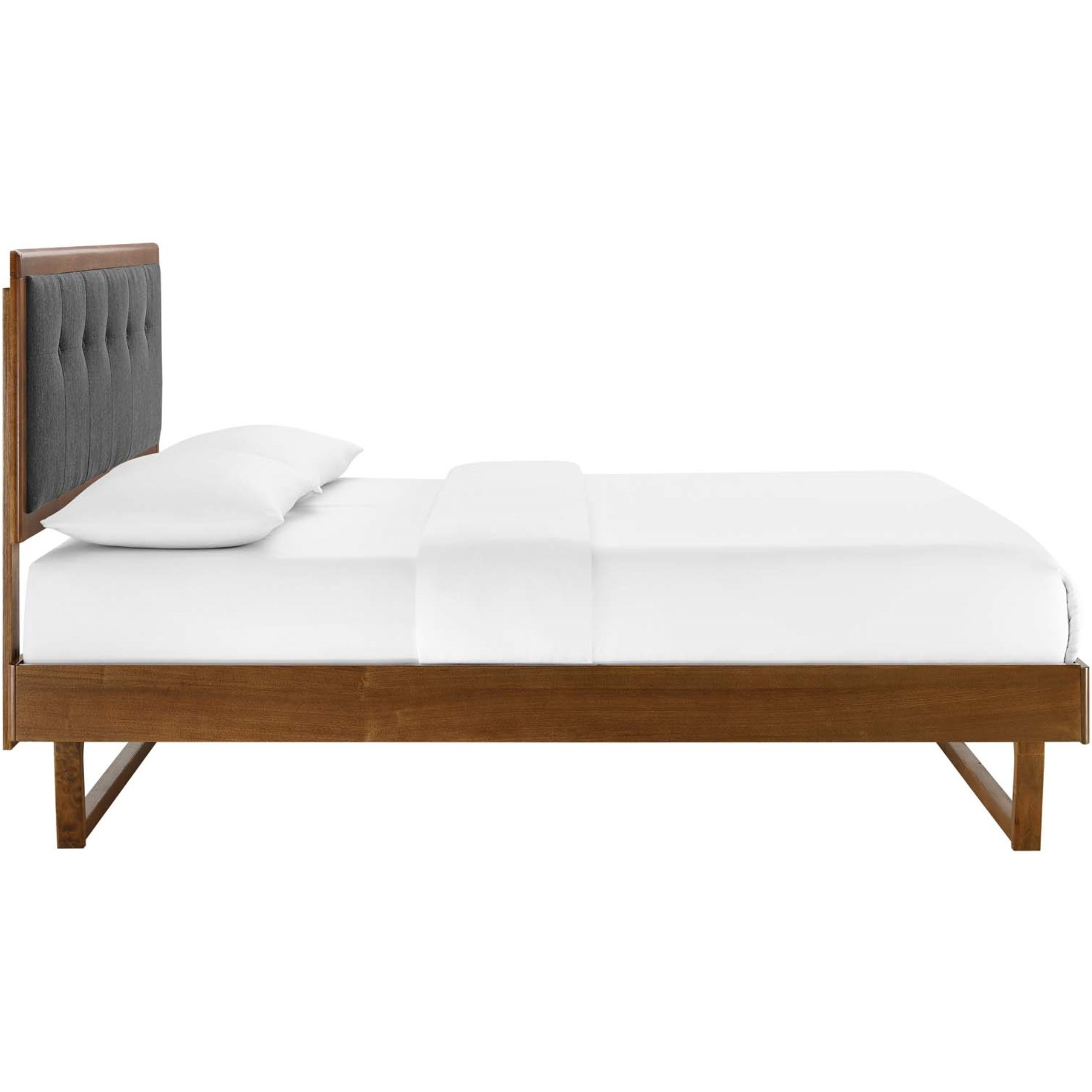 Willow Full Wood Platform Bed With Angular Frame Walnut Charcoal