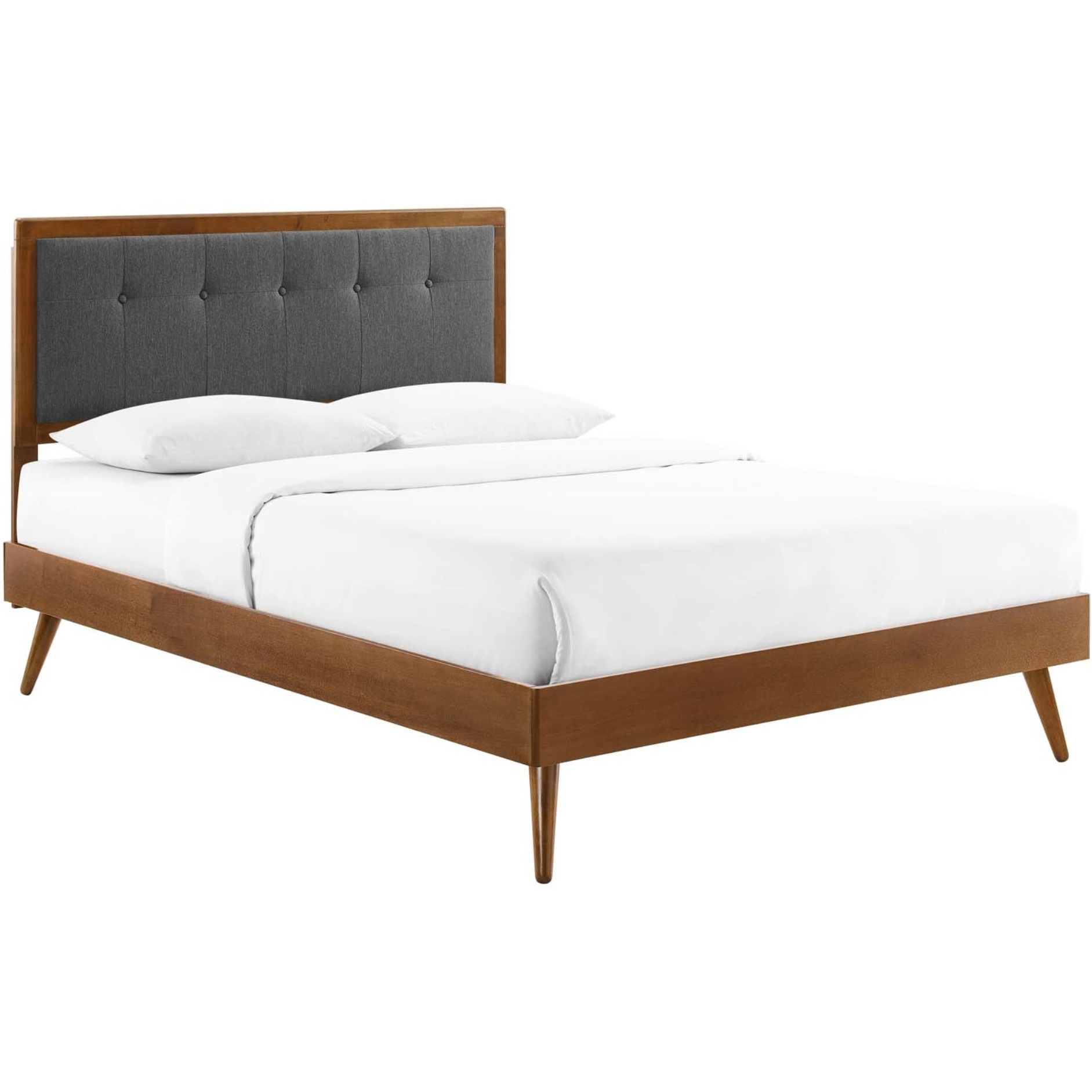 Willow Full Wood Platform Bed With Splayed Legs Walnut Charcoal