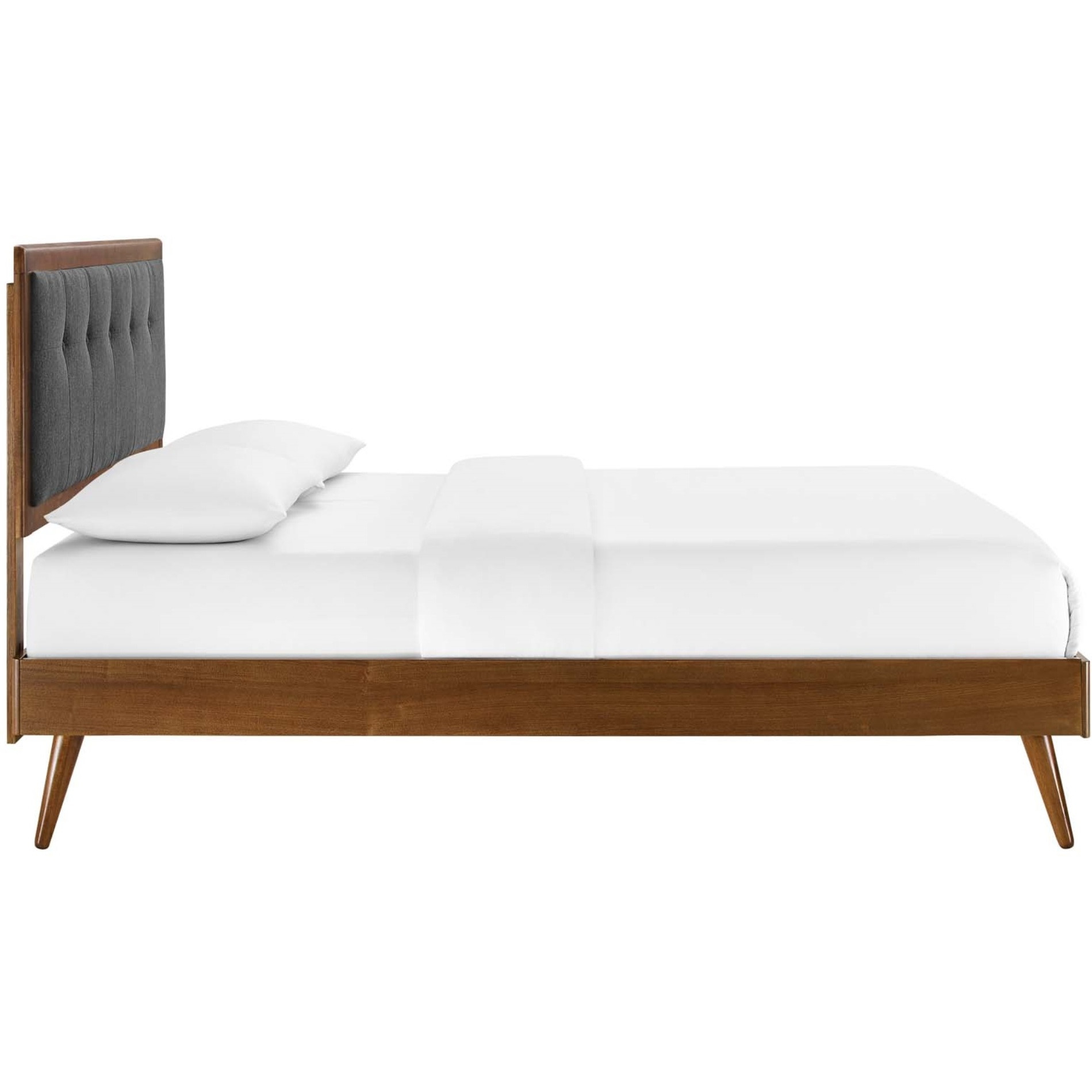 Willow Full Wood Platform Bed With Splayed Legs Walnut Charcoal