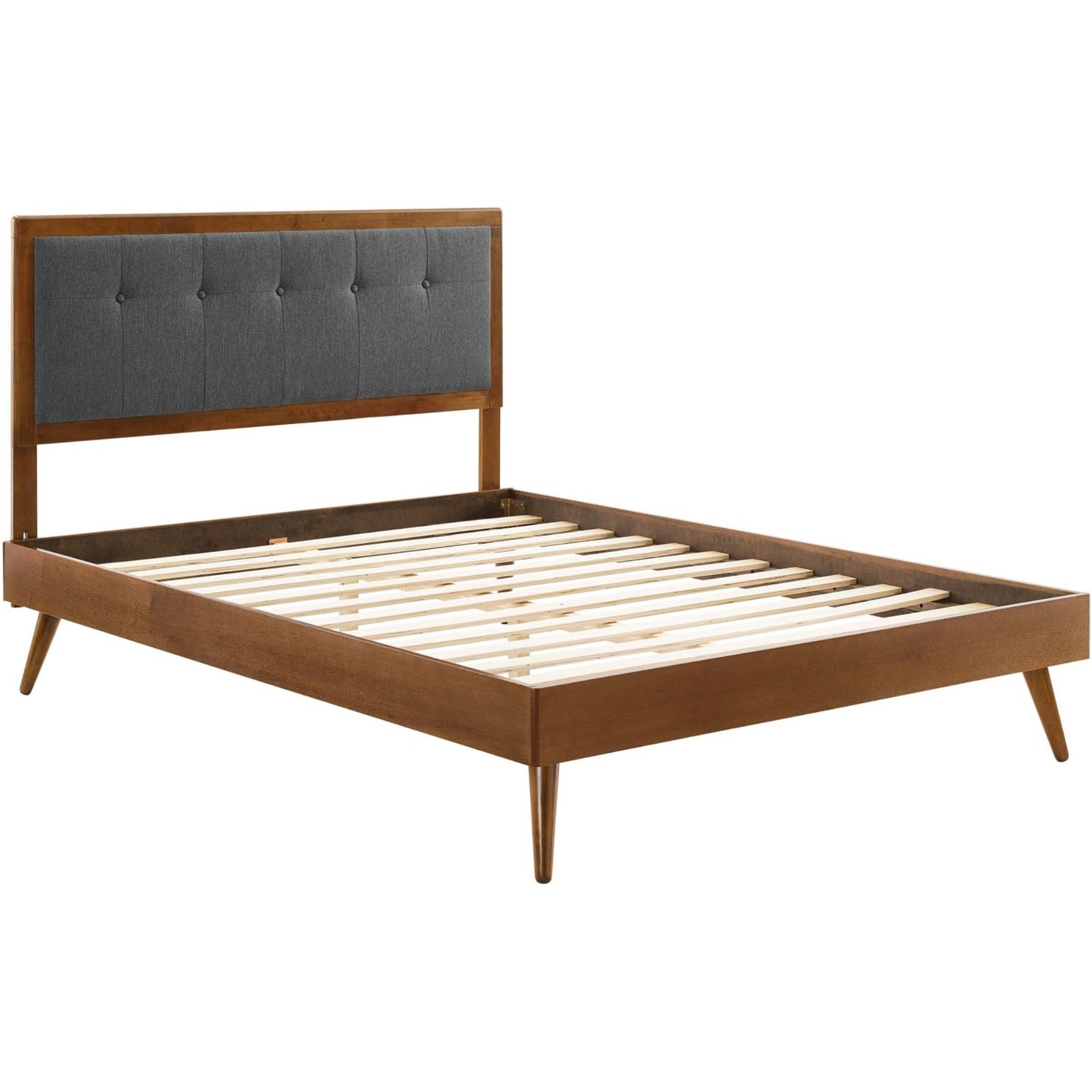 Willow Full Wood Platform Bed With Splayed Legs Walnut Charcoal