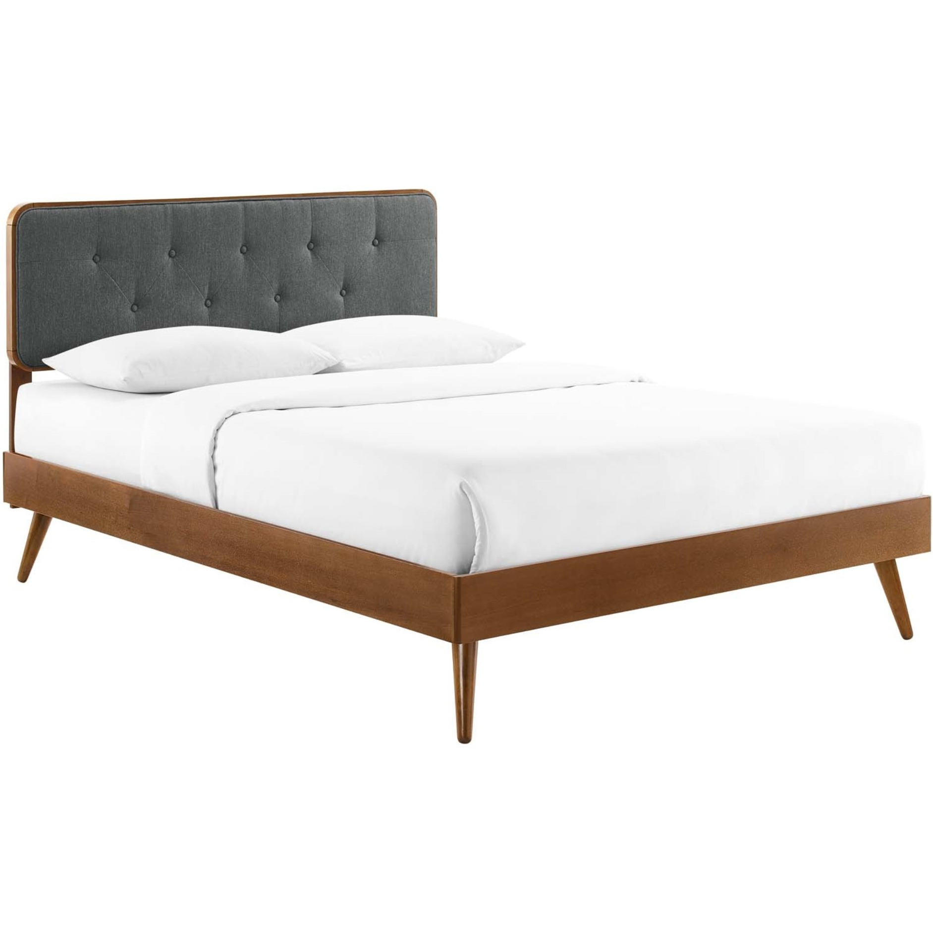 Bridgette Twin Wood Platform Bed With Splayed Legs Walnut Charcoal