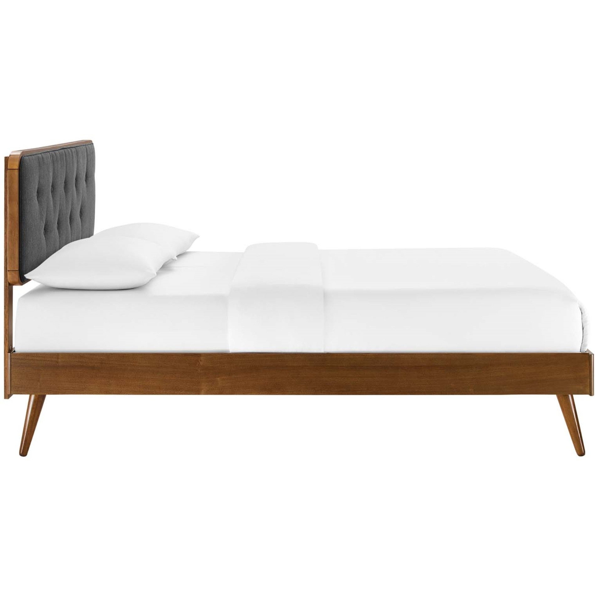 Bridgette Twin Wood Platform Bed With Splayed Legs Walnut Charcoal