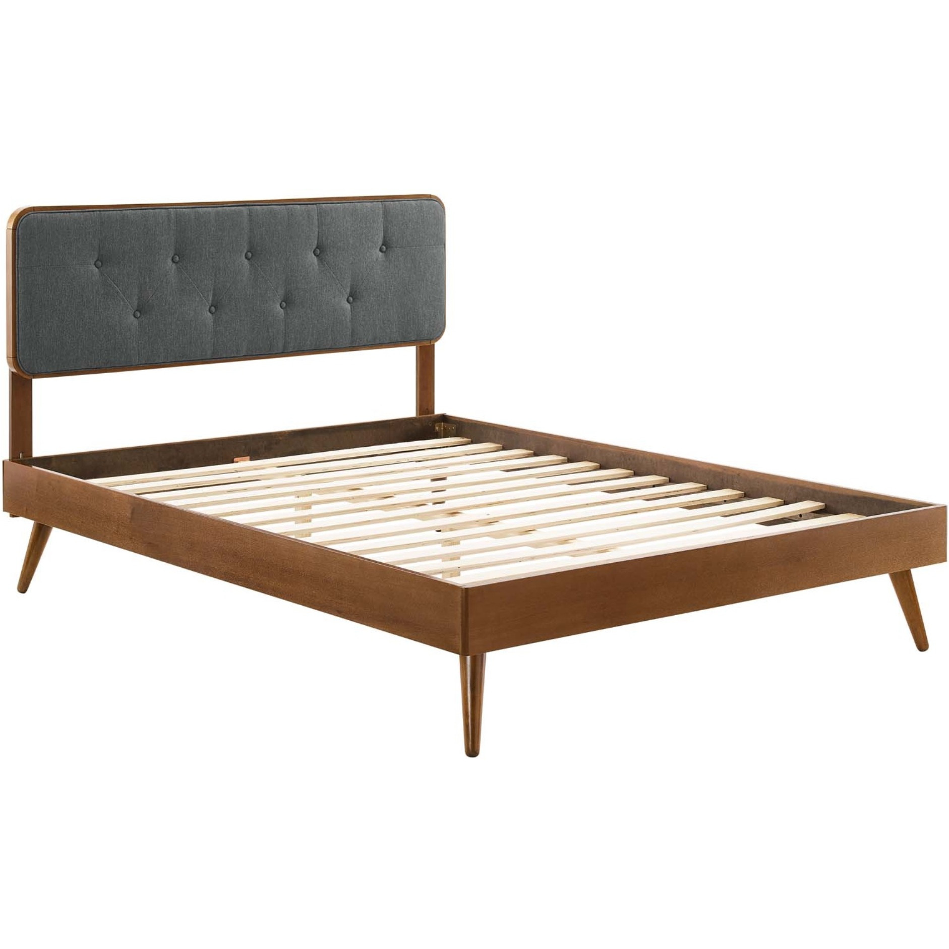 Bridgette Twin Wood Platform Bed With Splayed Legs Walnut Charcoal