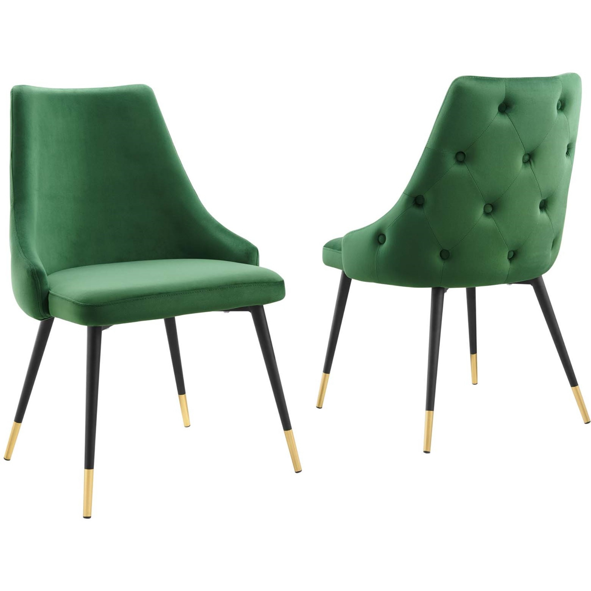 Adorn Dining Side Chair Performance Velvet Set of 2 Emerald