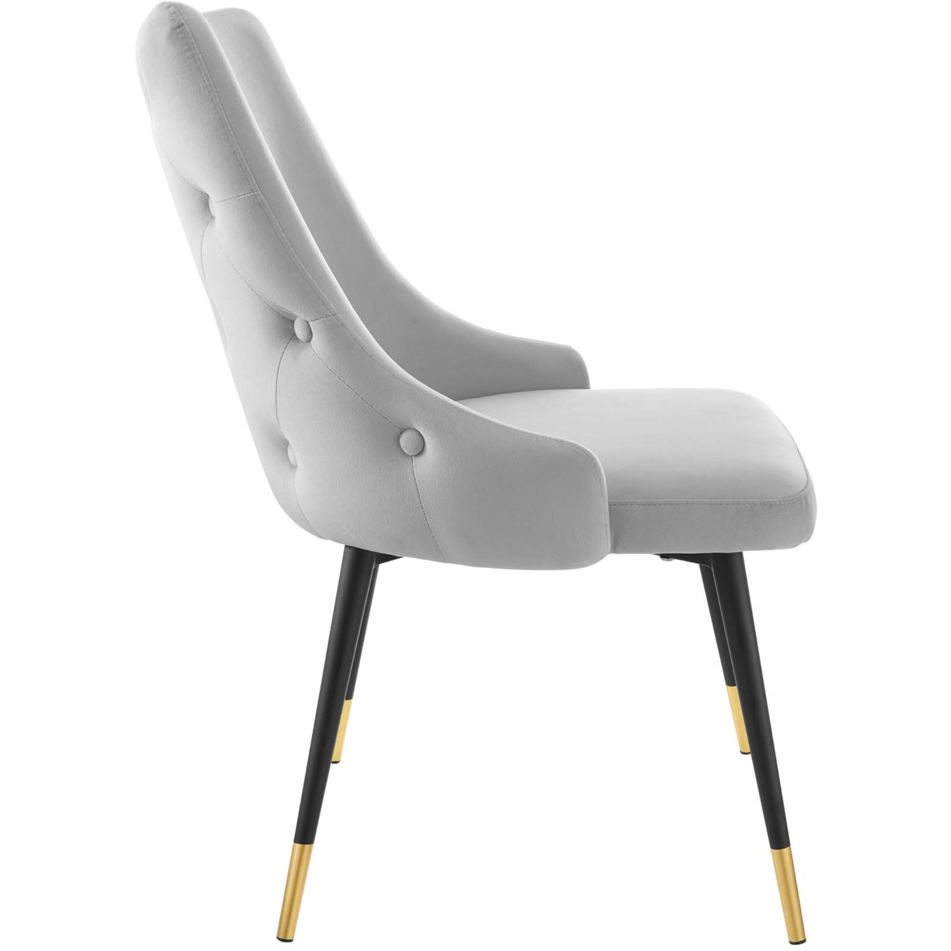 Adorn Dining Side Chair Performance Velvet Set of 2 Light Gray
