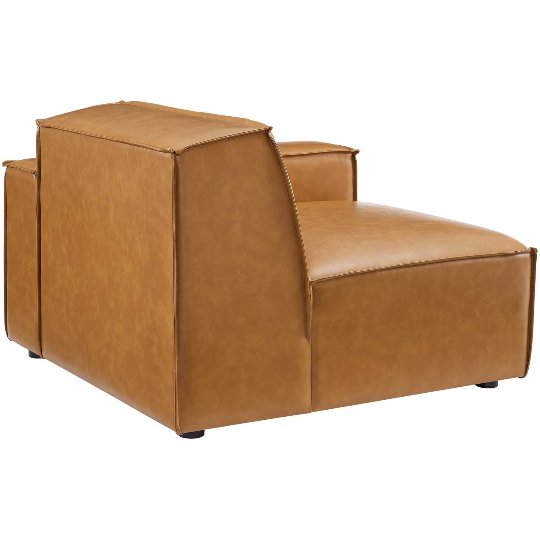 Restore Right-Arm Vegan Leather Sectional Sofa Chair Tan