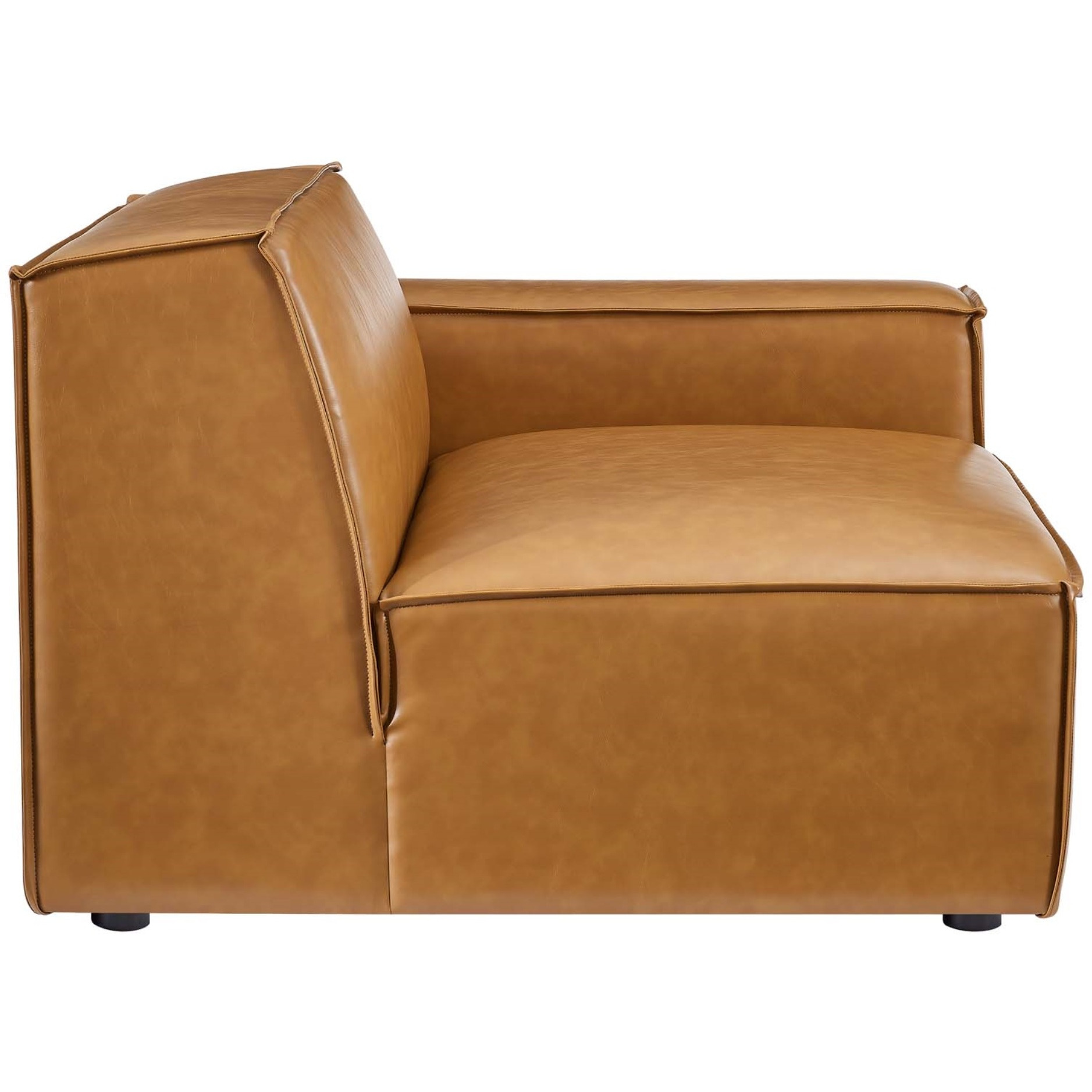 Restore Right-Arm Vegan Leather Sectional Sofa Chair Tan