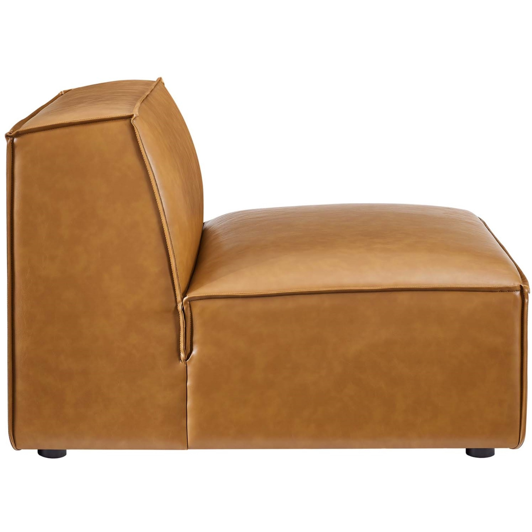 Restore Vegan Leather Sectional Sofa Armless Chair Tan