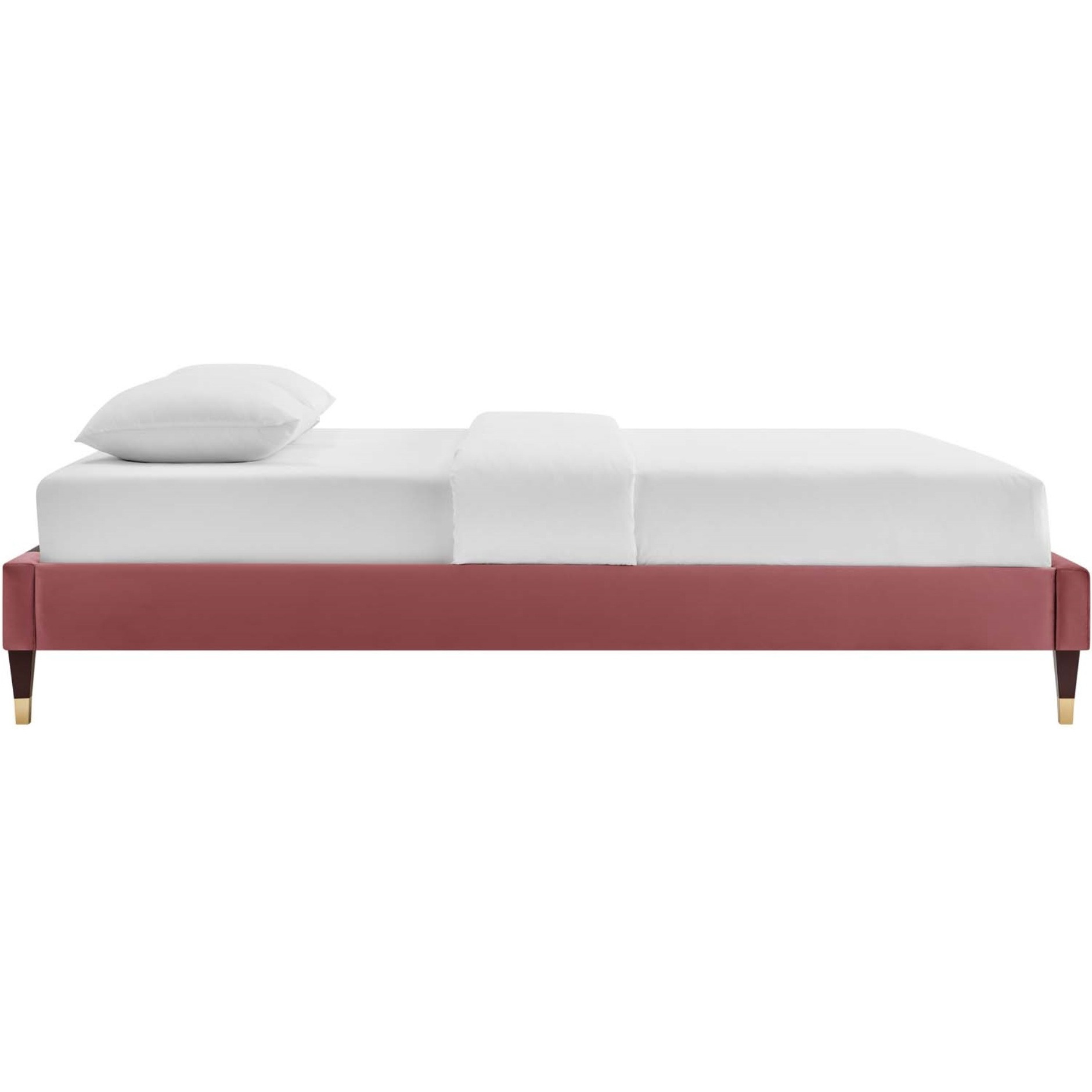 Harlow Twin Performance Velvet Platform Bed Frame Dusty Rose