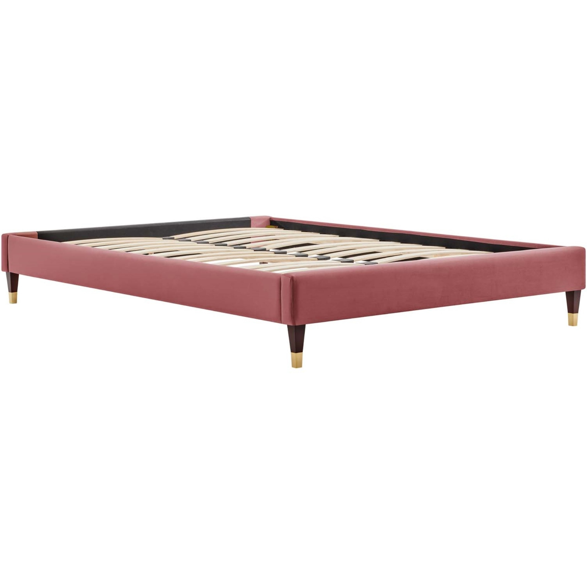 Harlow Twin Performance Velvet Platform Bed Frame Dusty Rose
