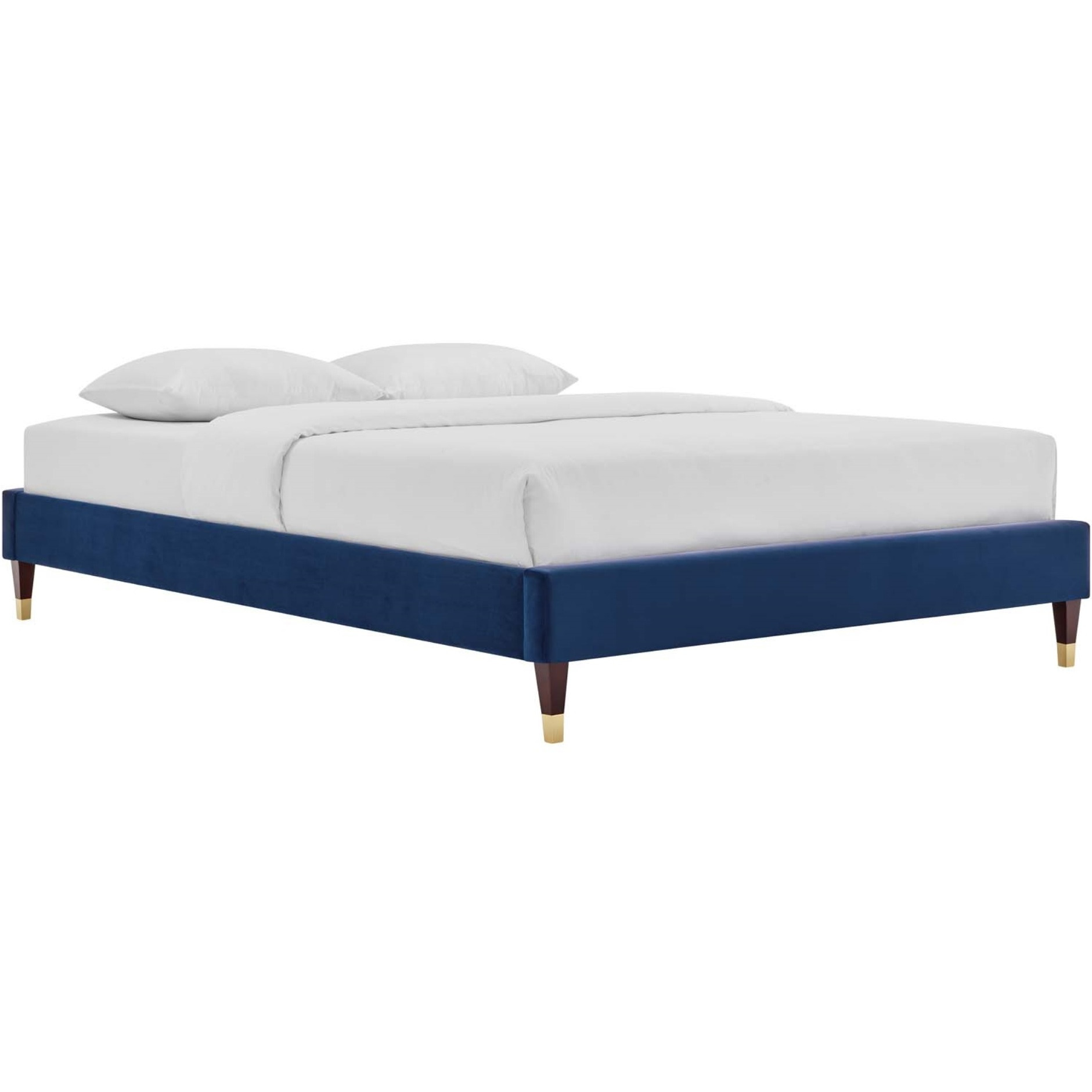 Harlow Full Performance Velvet Platform Bed Frame Navy