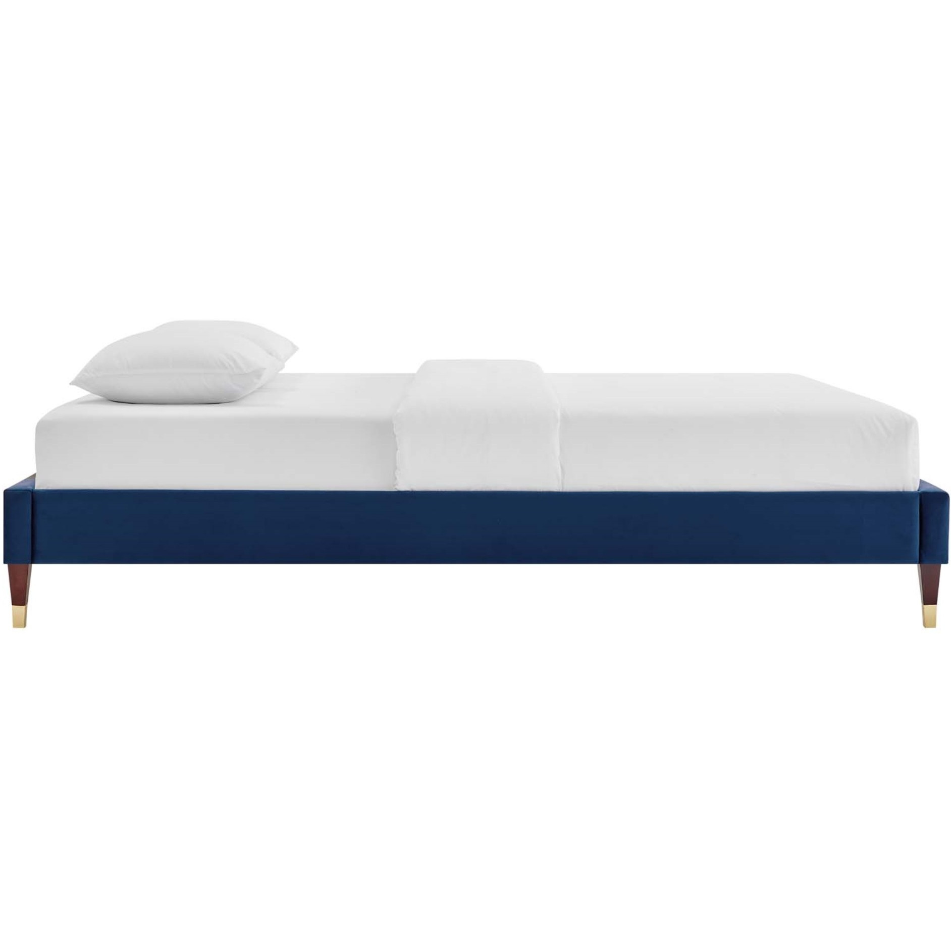 Harlow Full Performance Velvet Platform Bed Frame Navy