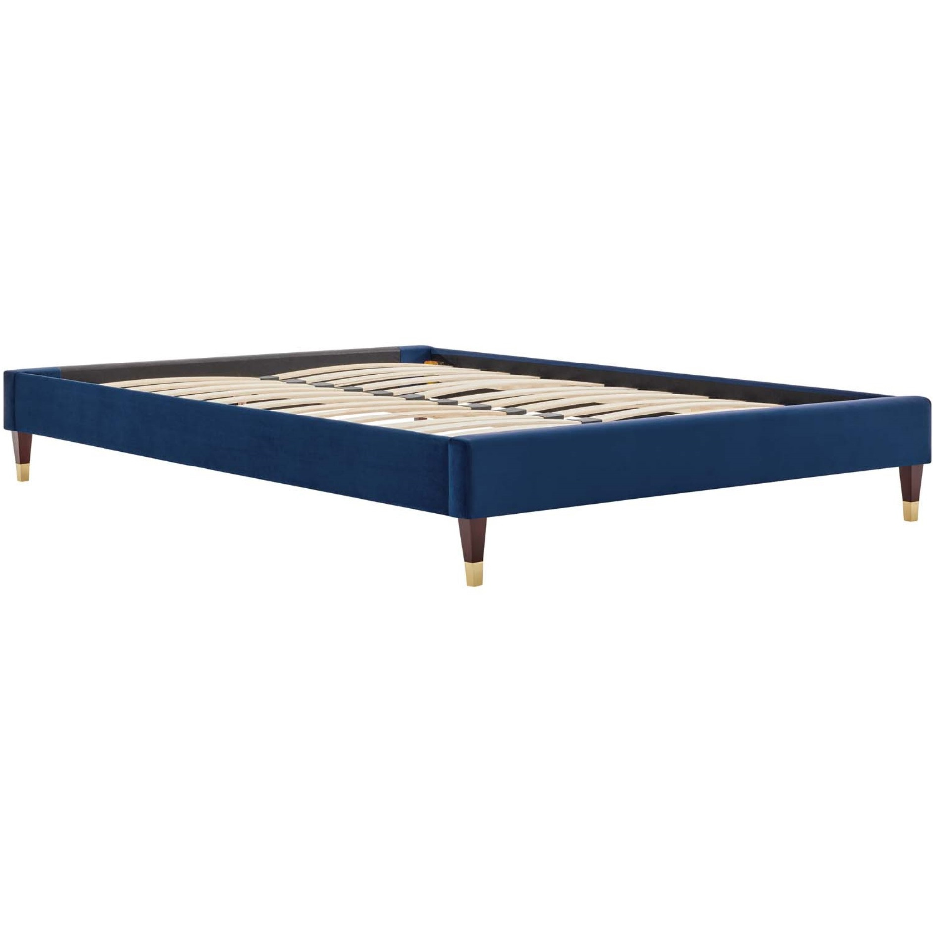 Harlow Full Performance Velvet Platform Bed Frame Navy