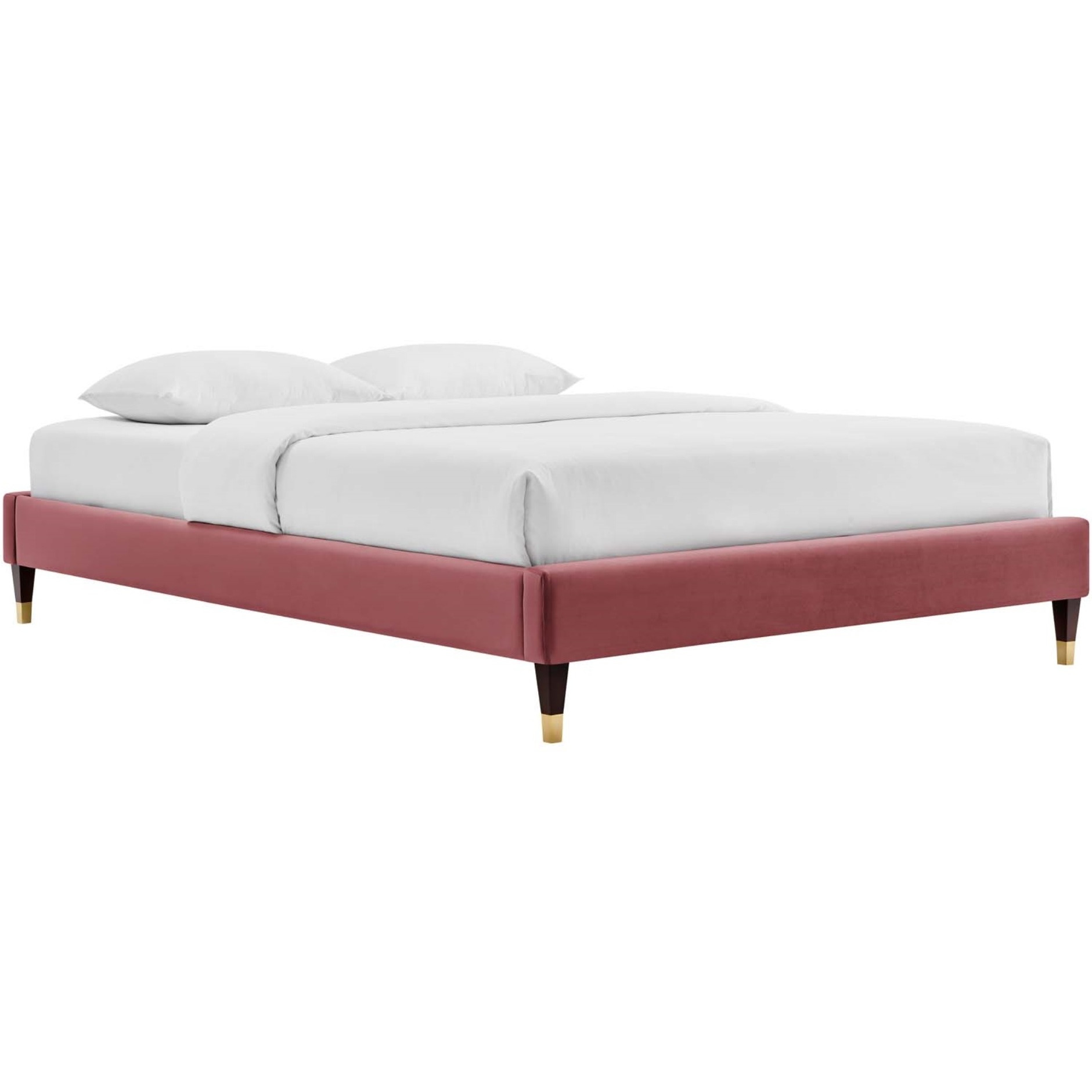 Harlow Queen Performance Velvet Platform Bed Frame Dusty Rose