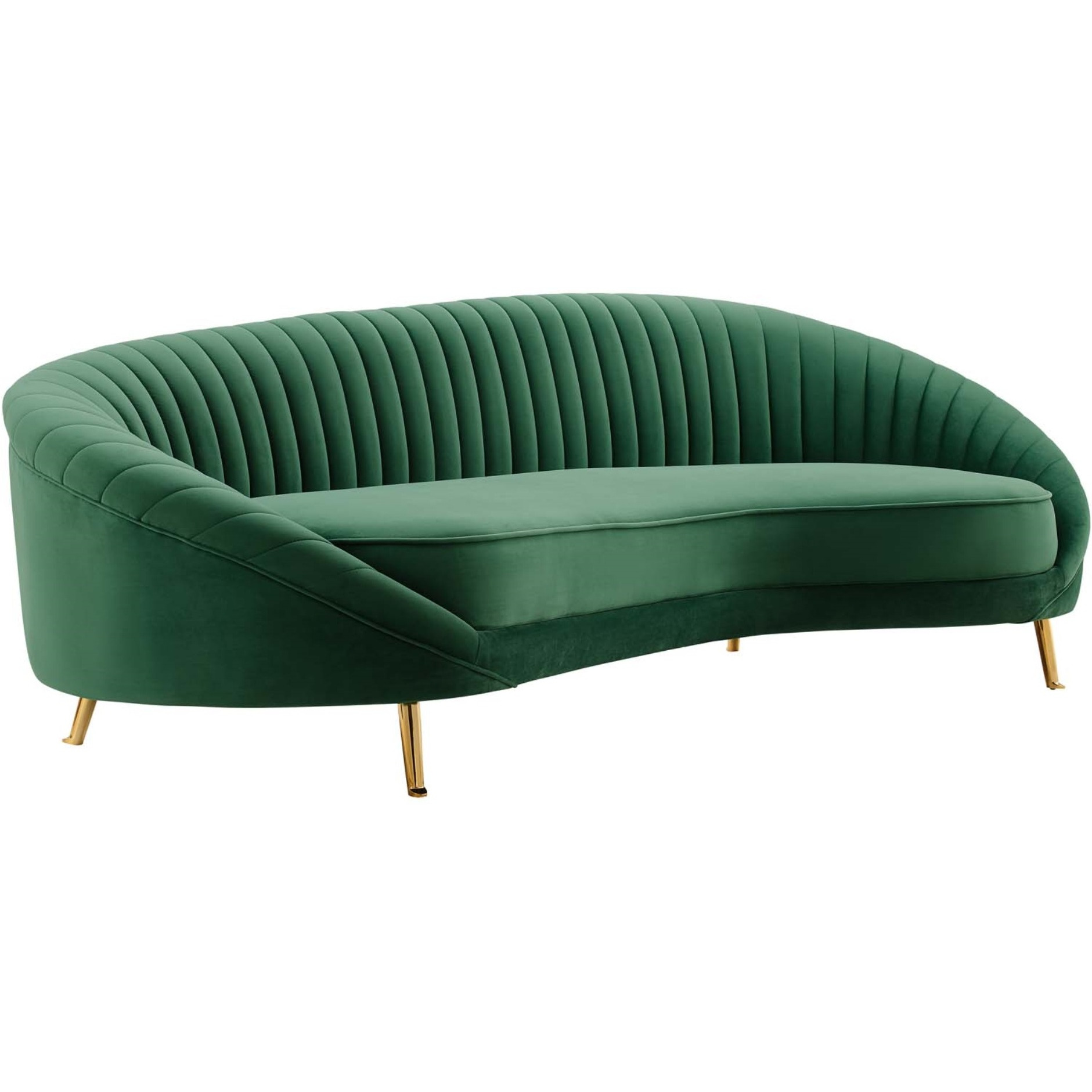 Camber Channel Tufted Performance Velvet Sofa Emerald