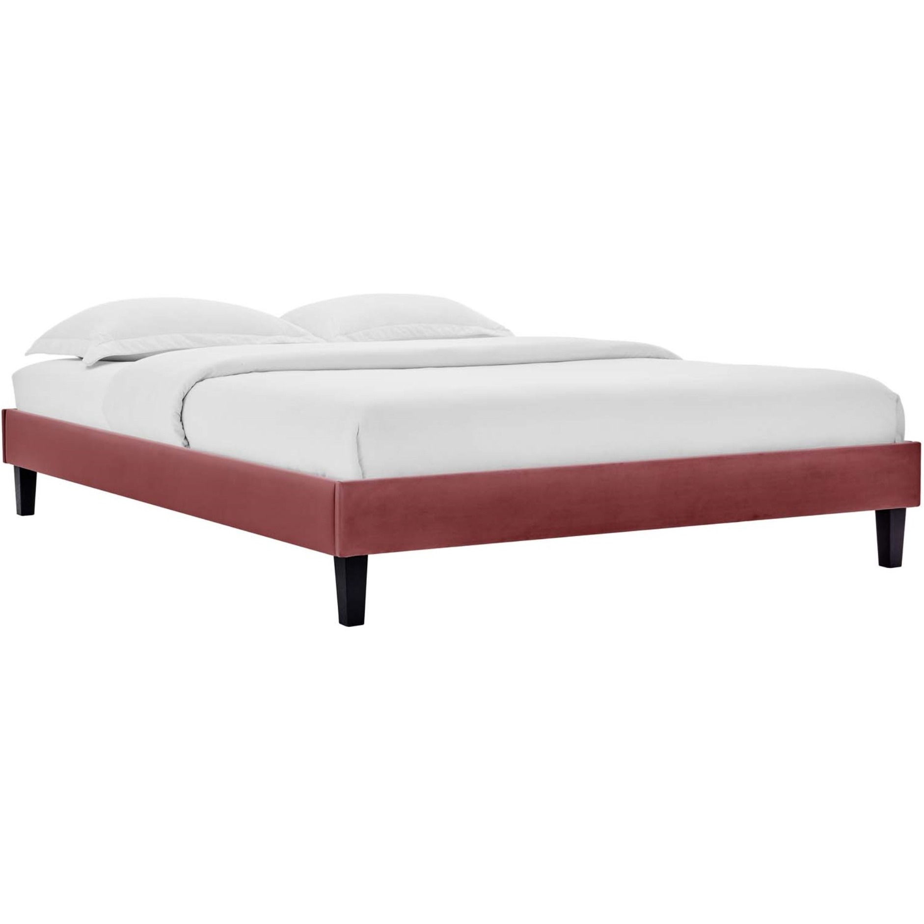 Reign Queen Performance Velvet Platform Bed Frame Dusty Rose