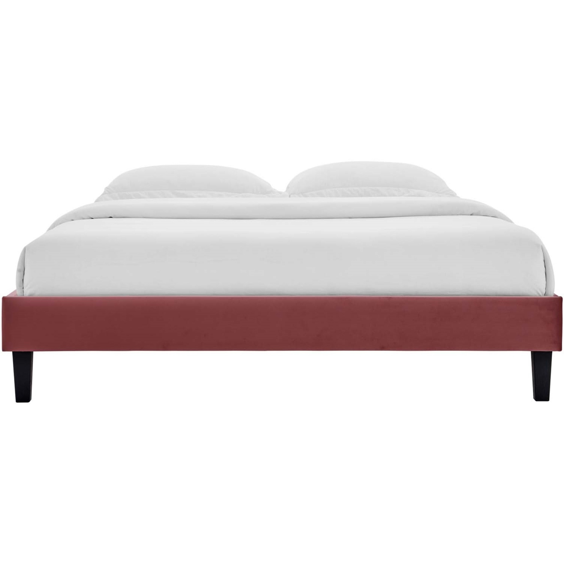 Reign Queen Performance Velvet Platform Bed Frame Dusty Rose