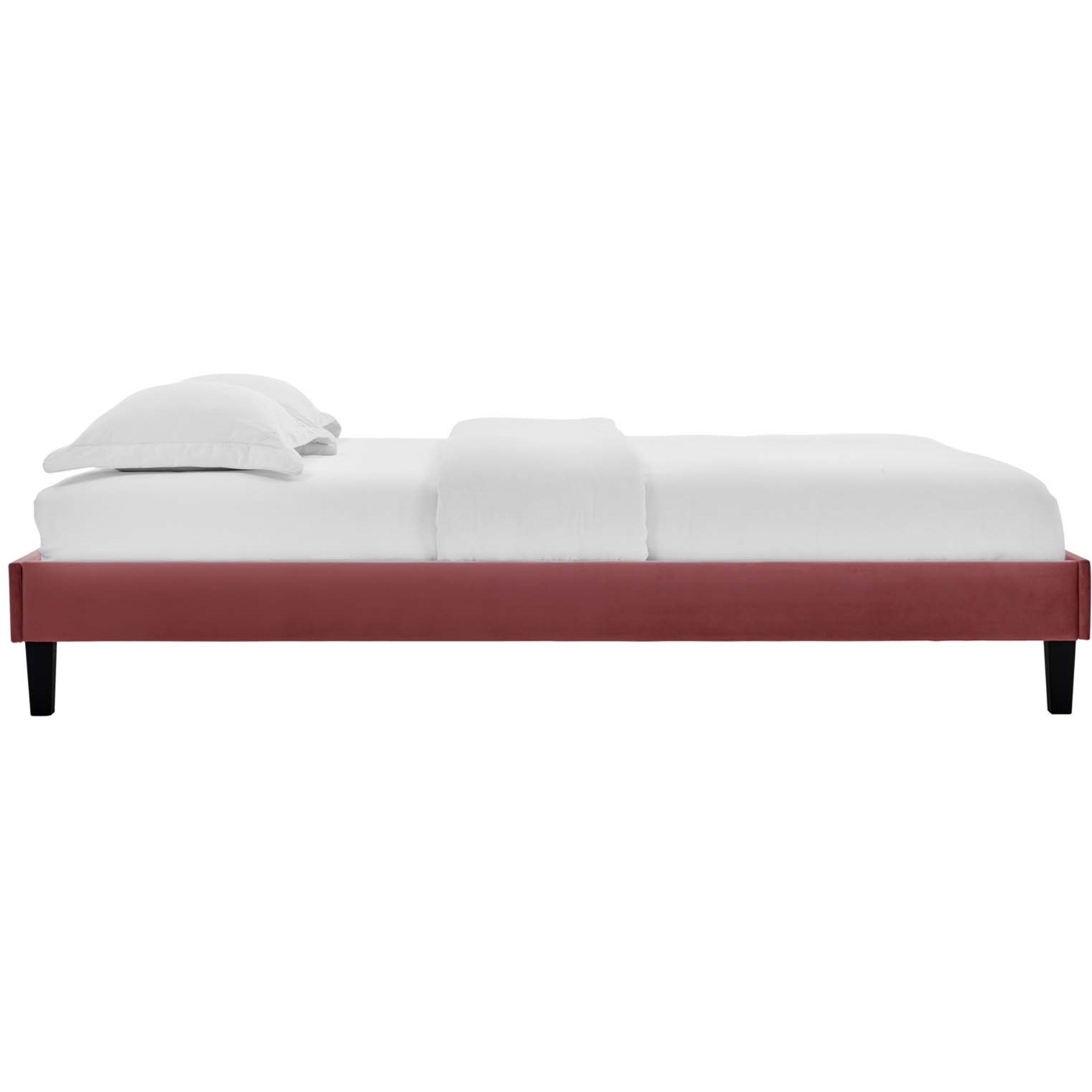 Reign Queen Performance Velvet Platform Bed Frame Dusty Rose