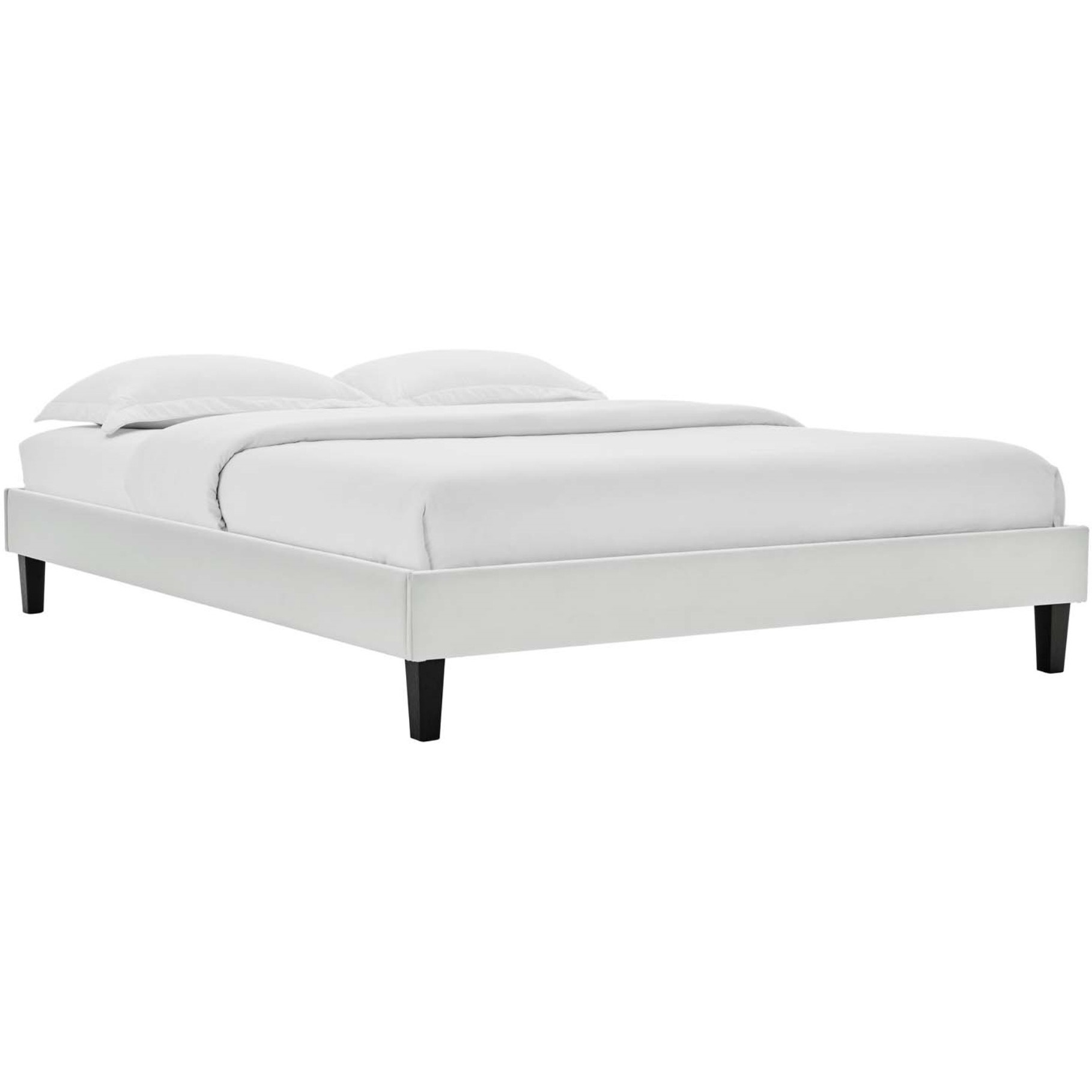 Reign Twin Performance Velvet Platform Bed Frame Light Gray