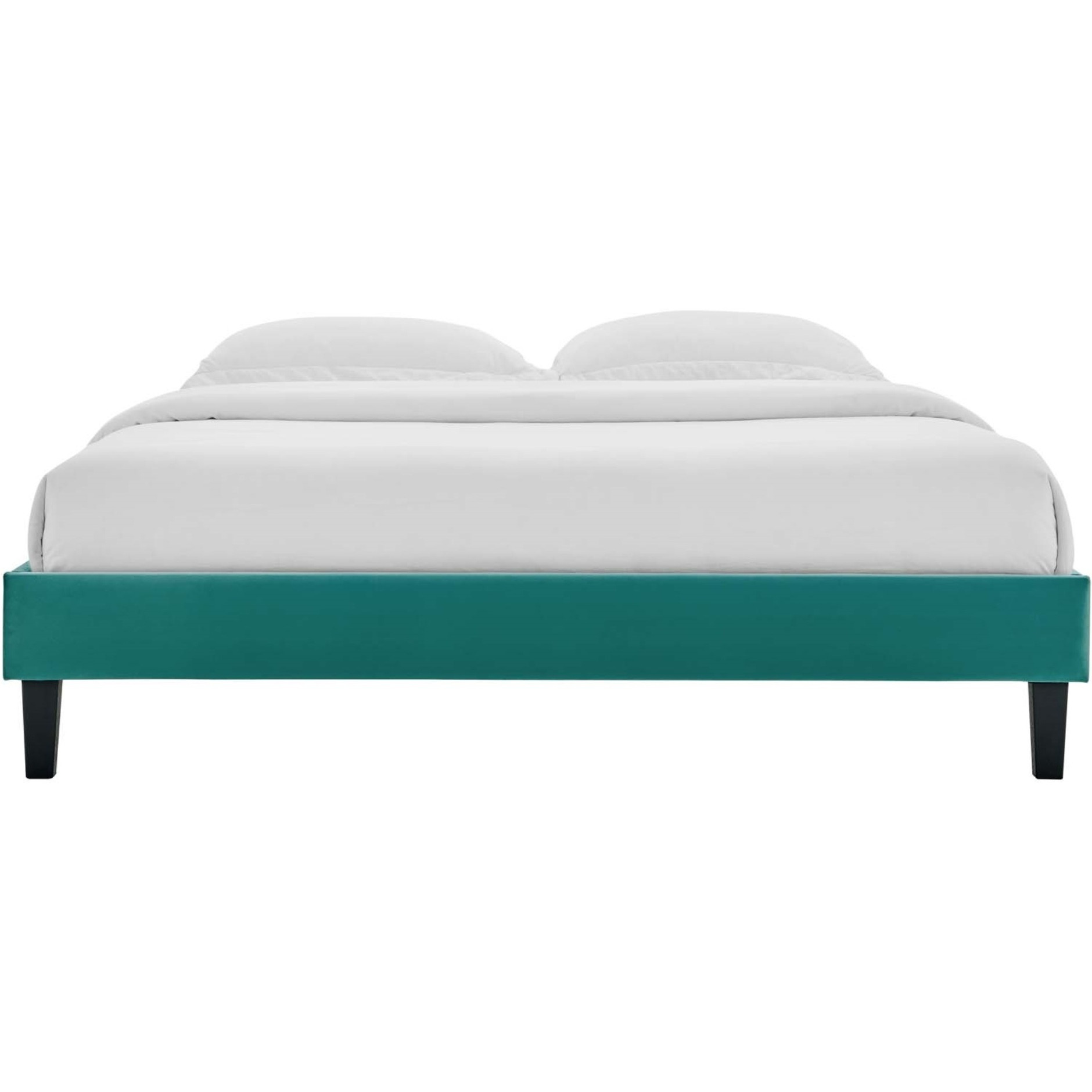 Reign Full Performance Velvet Platform Bed Frame Teal